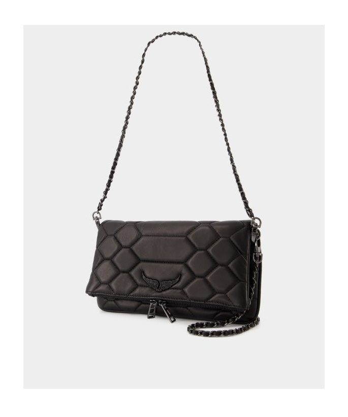 Zadig & Voltaire Rock Mat Scale Clutch Bag In Black