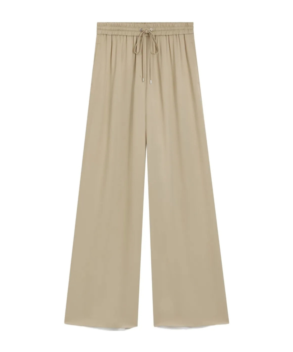 Hugo Boss Extra-long Relaxed-fit Trousers In Satin In Brown
