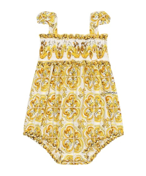 Dolce & Gabbana Majolica-print Cotton Romper In Nude