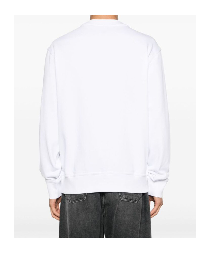 Hugo Boss Rubberised-logo Sweatshirt In White