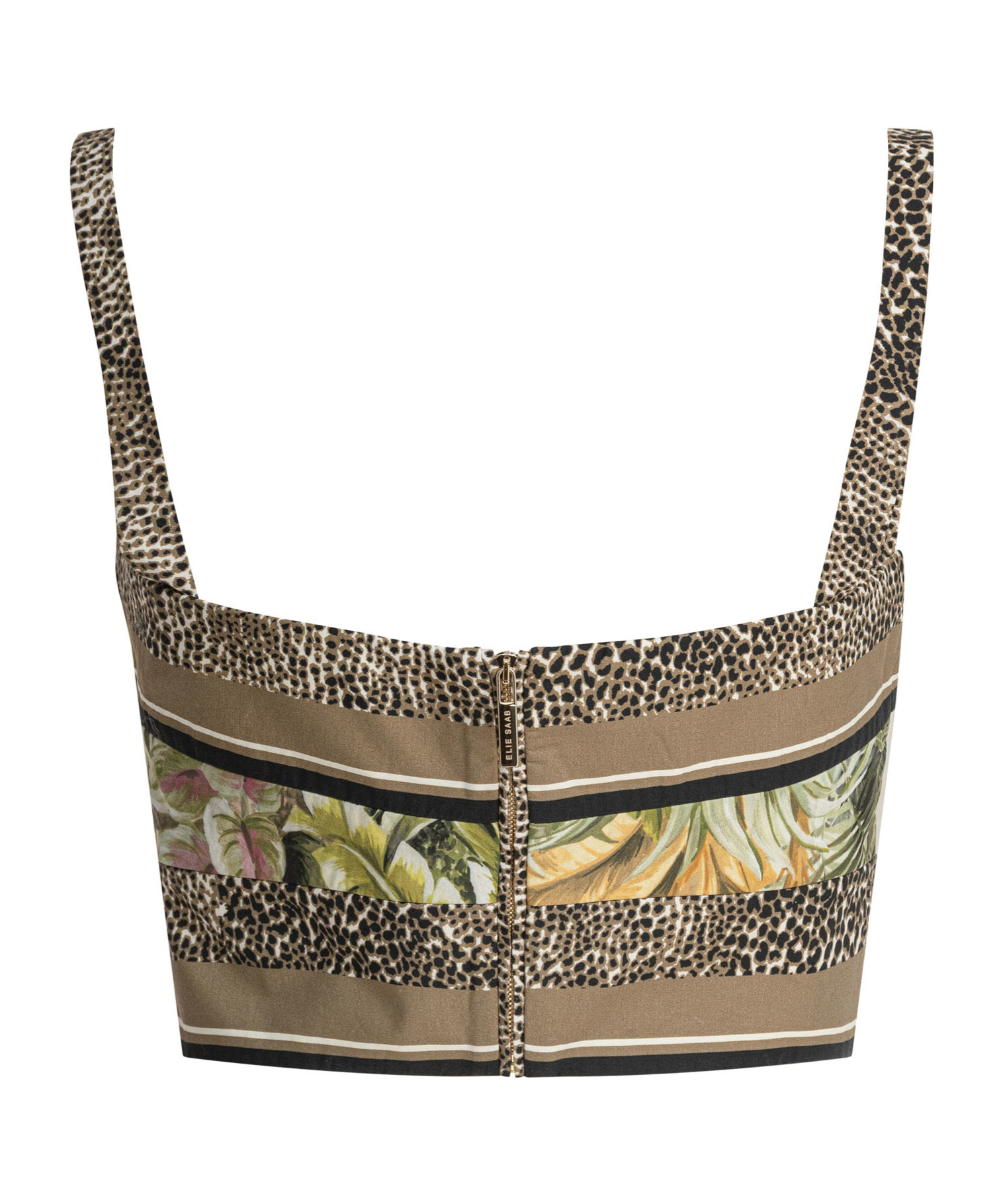 Elie Saab Printed Cotton Crop Top Foulard38 Printed Cotton In Brown