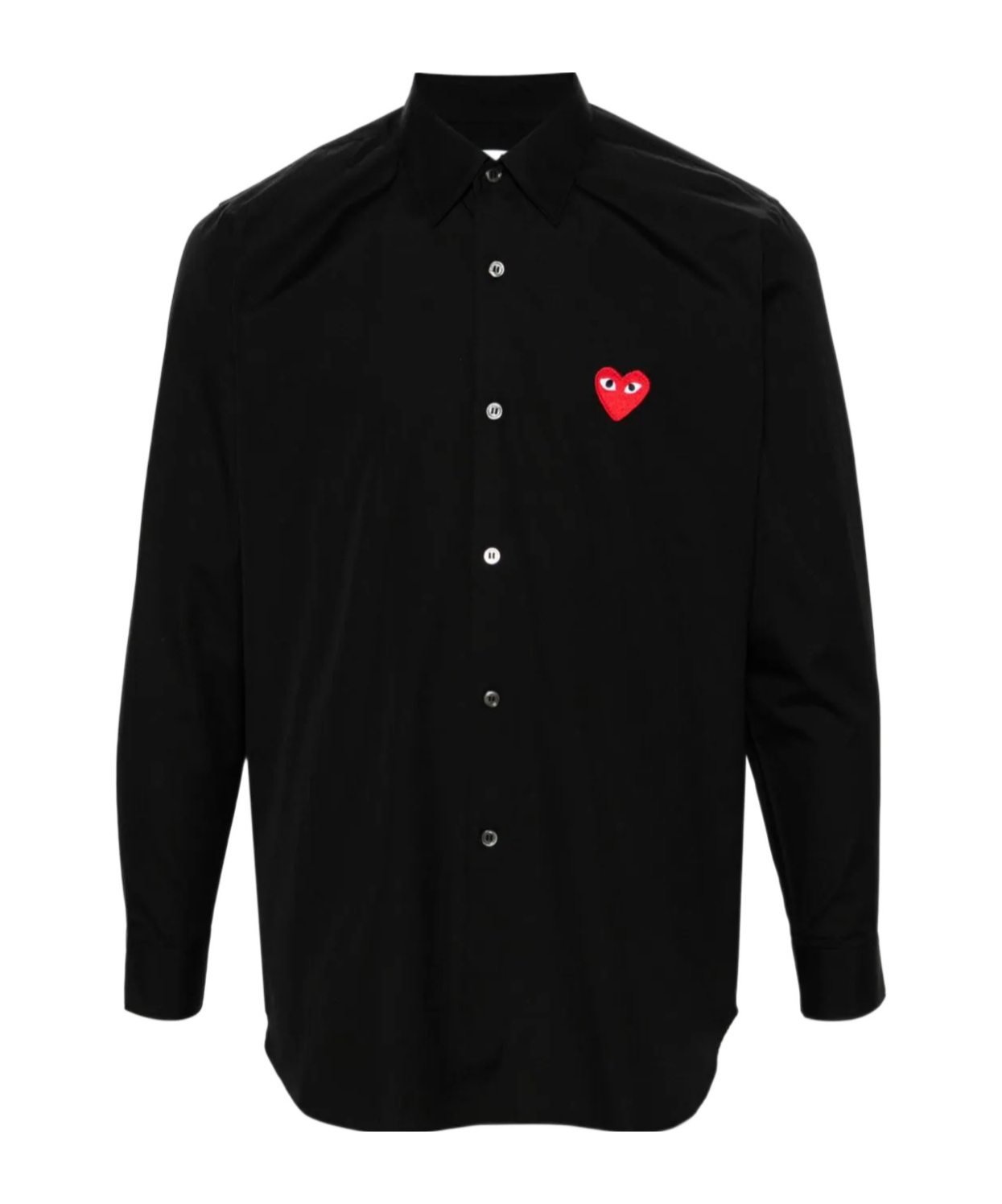 Comme Des Garçons Play Heart-patch Poplin Shirt In Black
