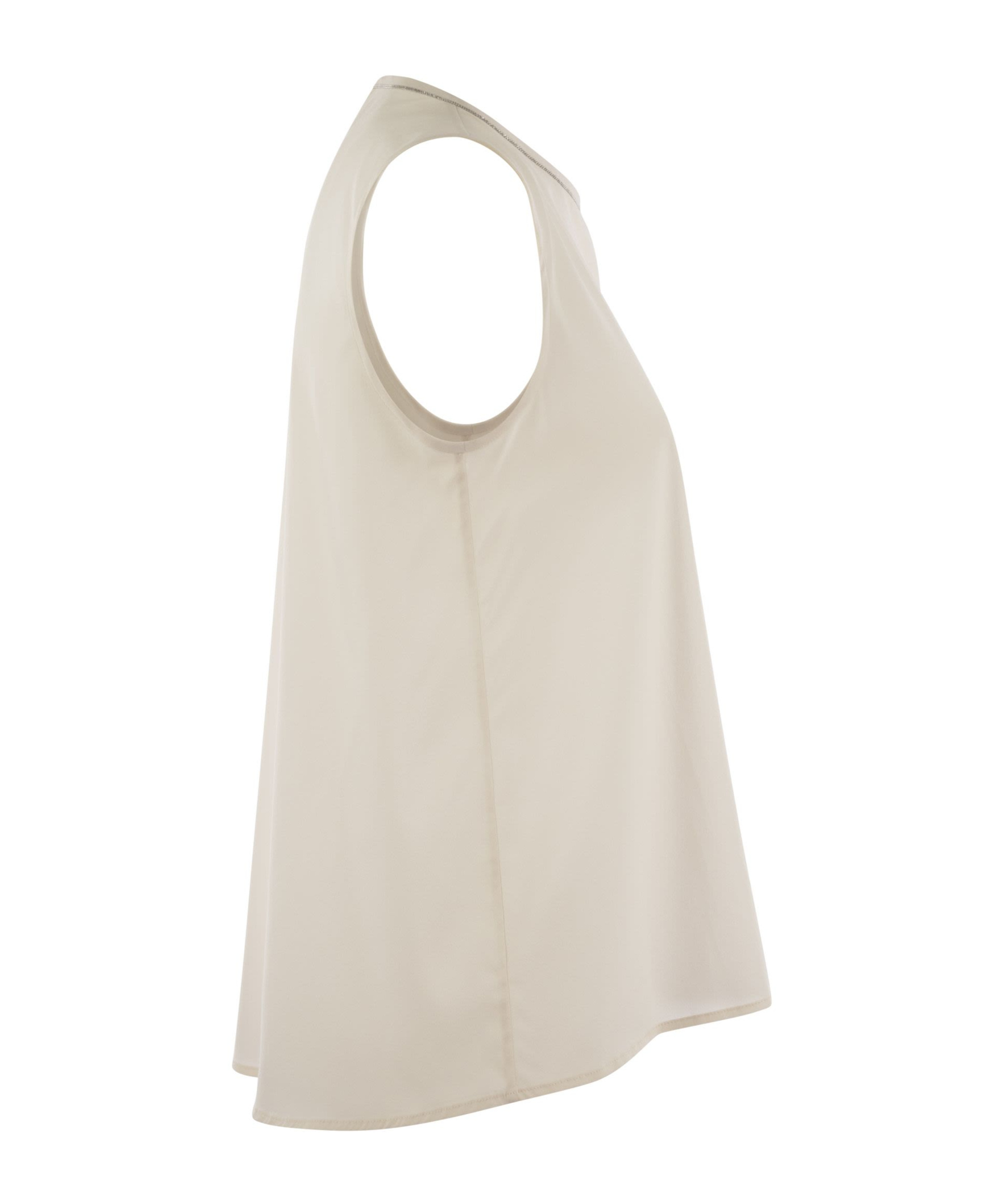 Peserico Stretch Silk Crepe De Chine Top In Nude