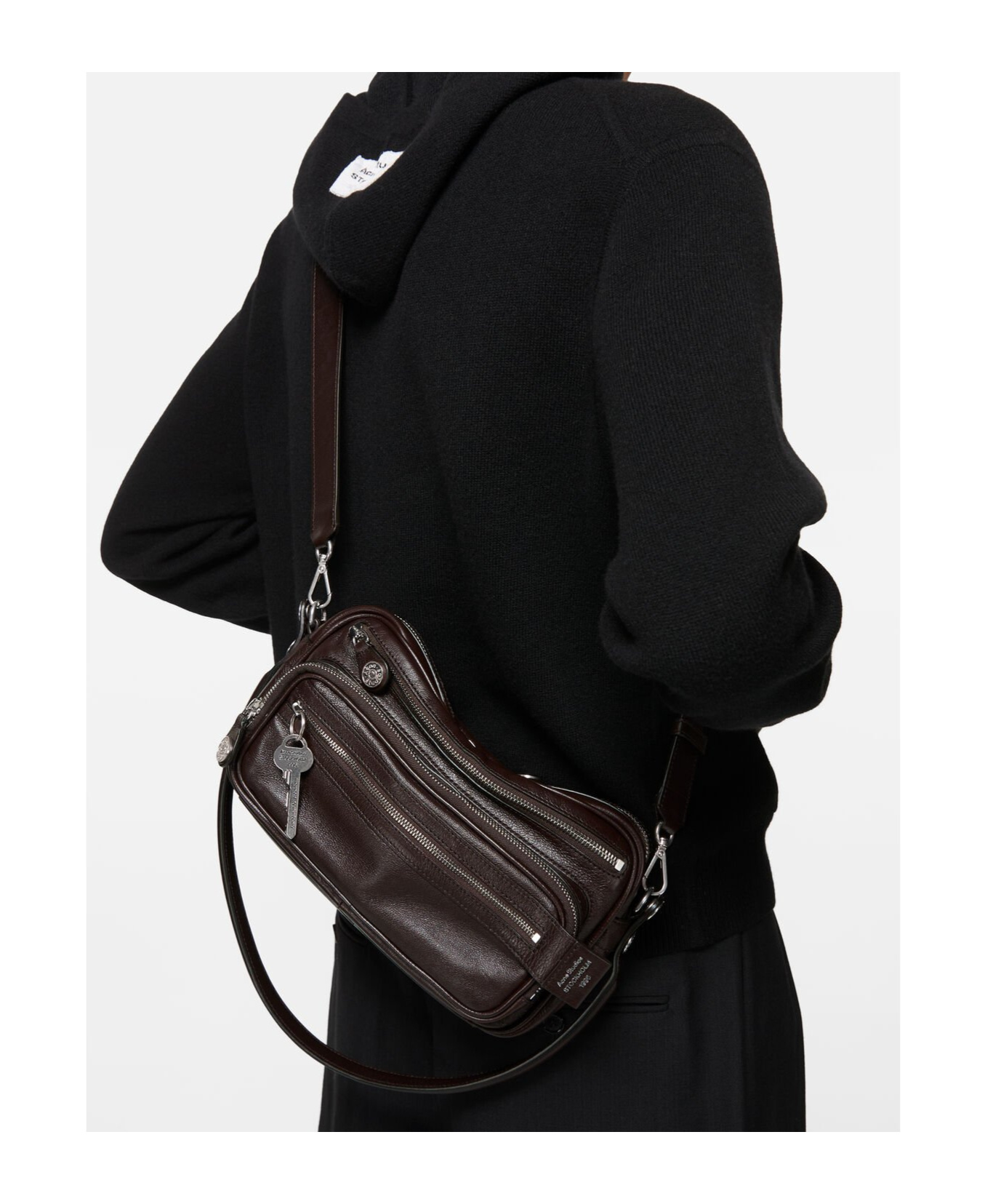 Acne Studios Camero Party Key-charm Leather Shoulder Bag In Brown