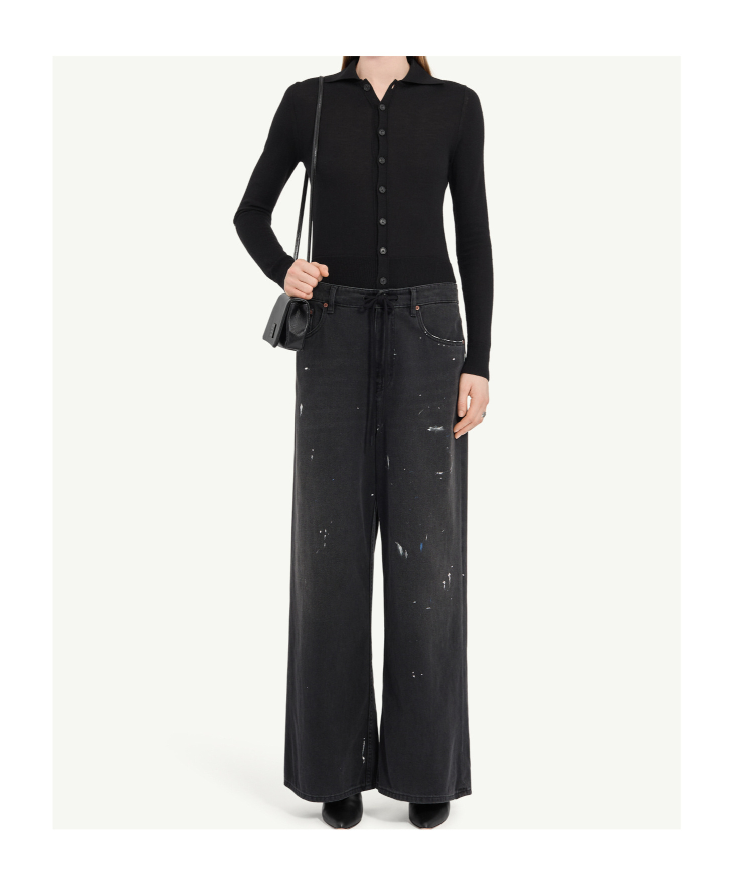 Mm6 Maison Margiela Wide-leg Jeans In Black
