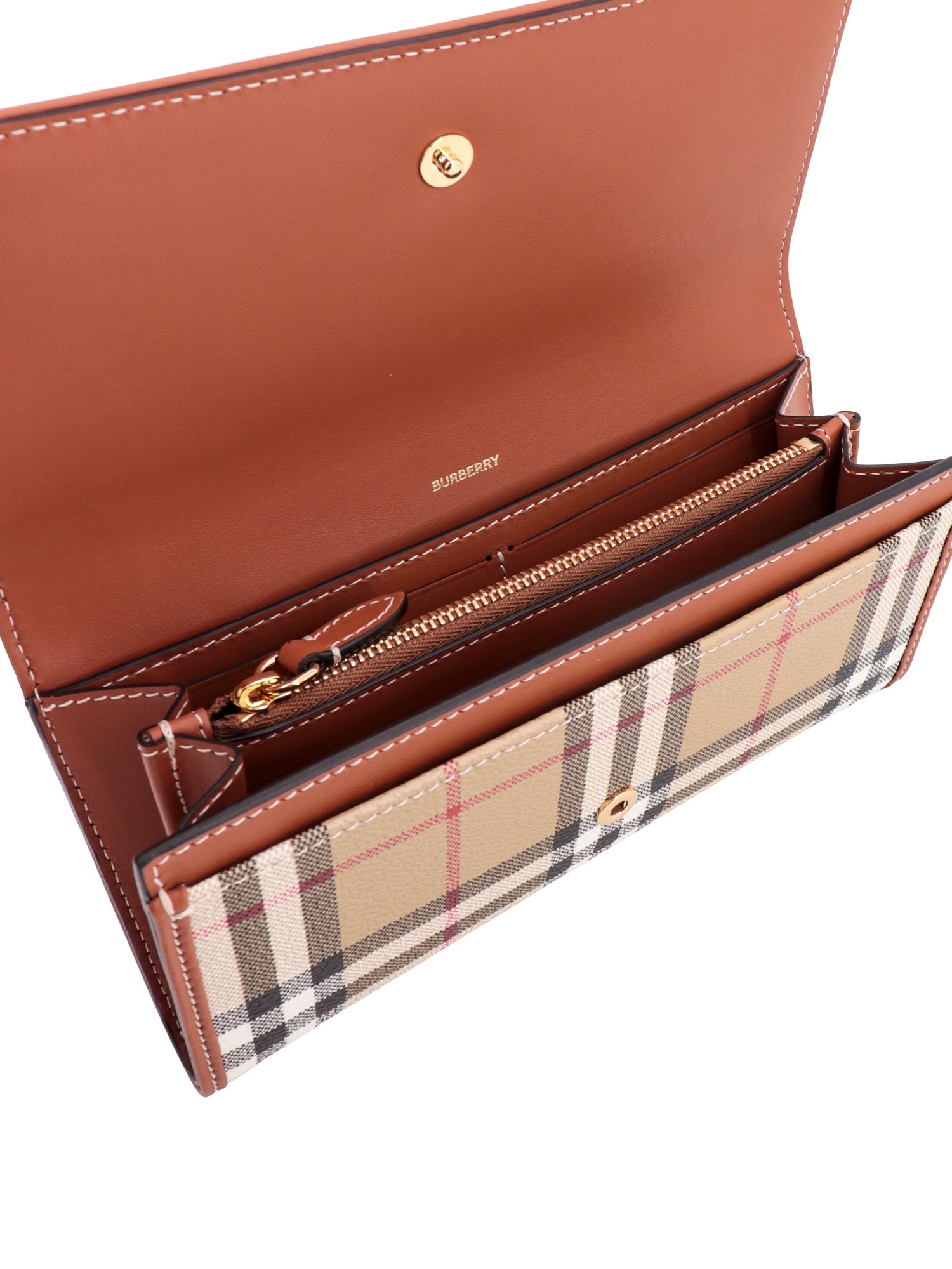 Burberry Women Printed Canvas And Leather Continental Wallet In Nude