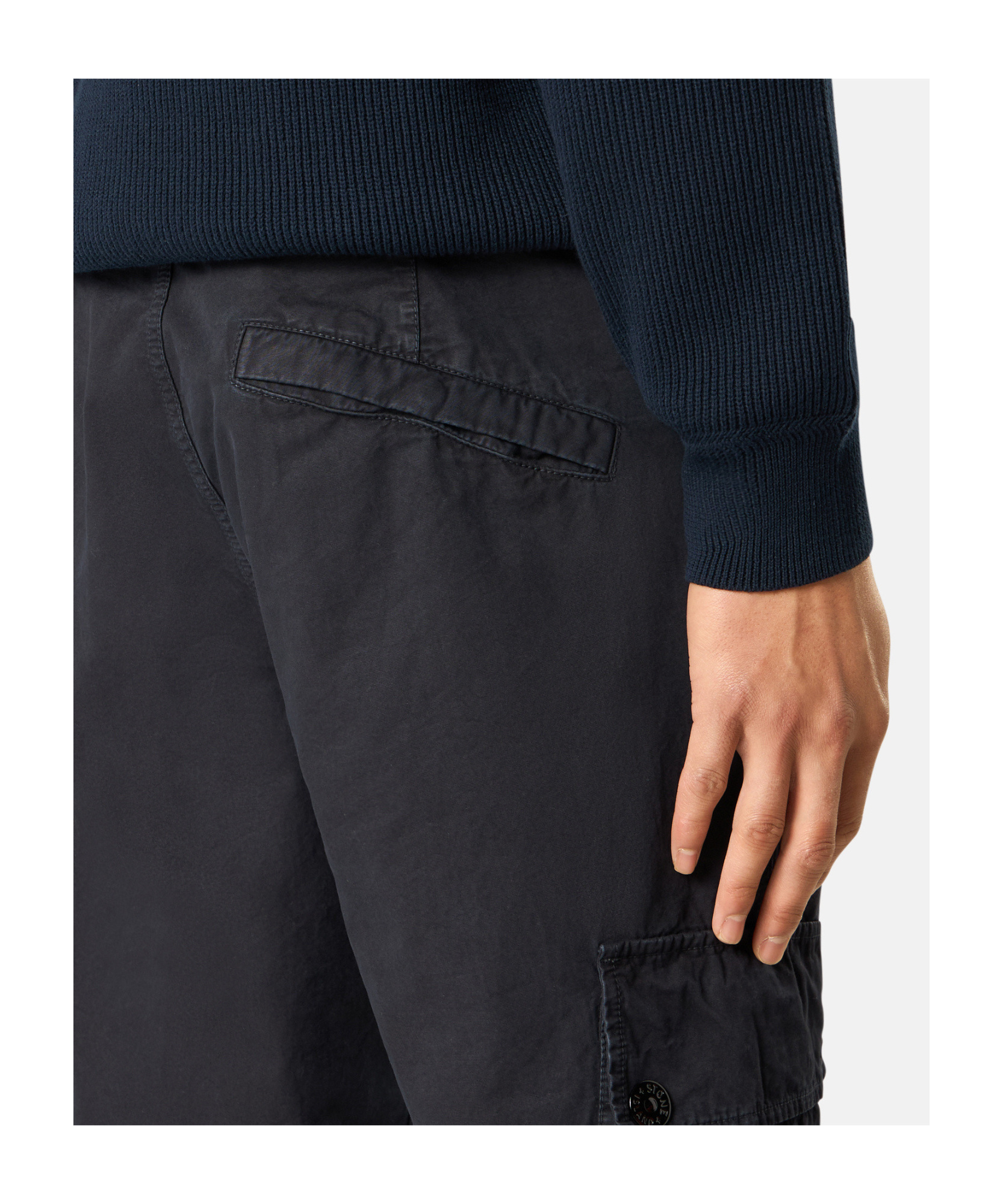 Stone Island Slim Fit Cargo Trousers With Zip Pockets In Blue
