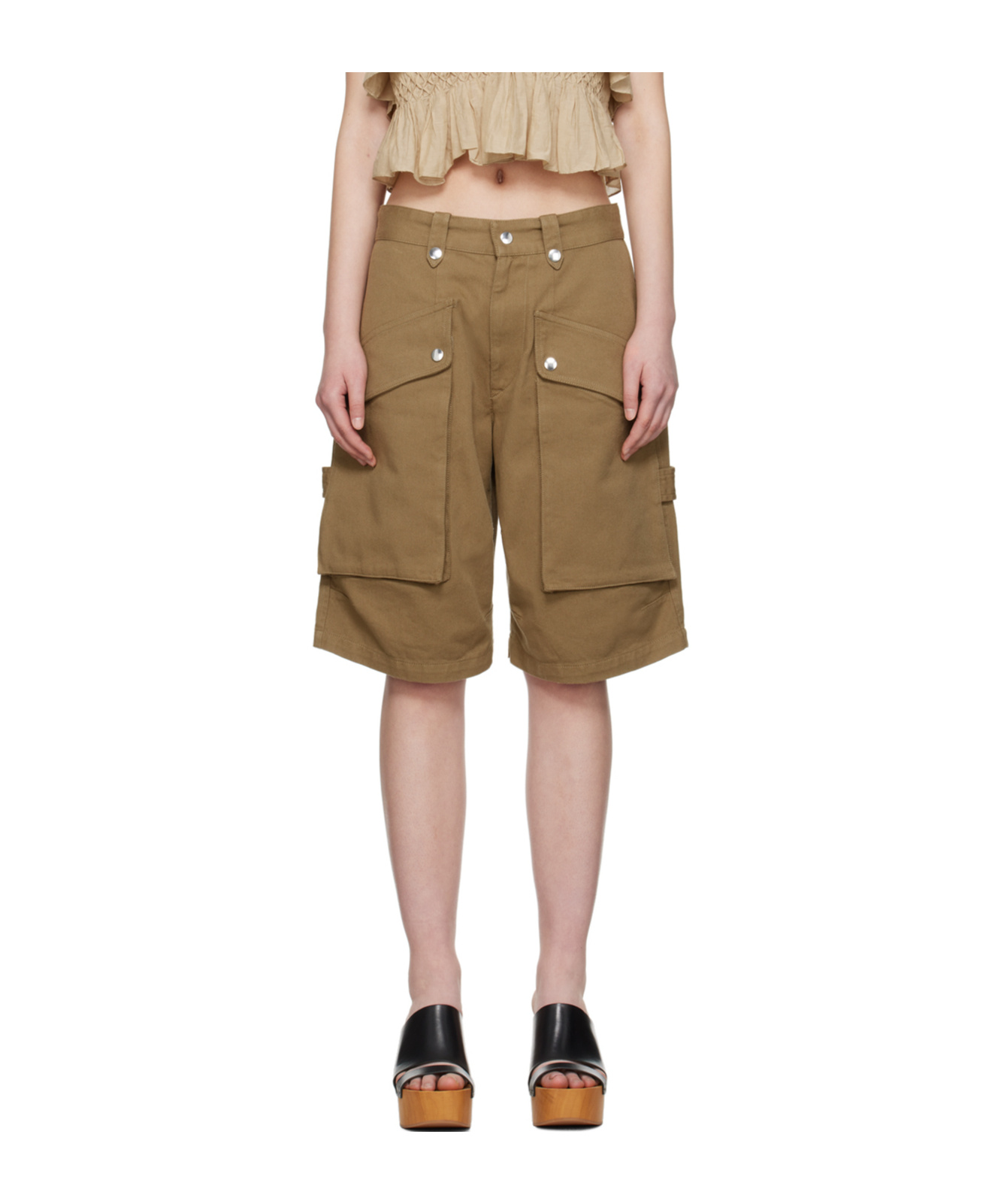 Isabel Marant Étoile Khaki Jenize Short In Brown