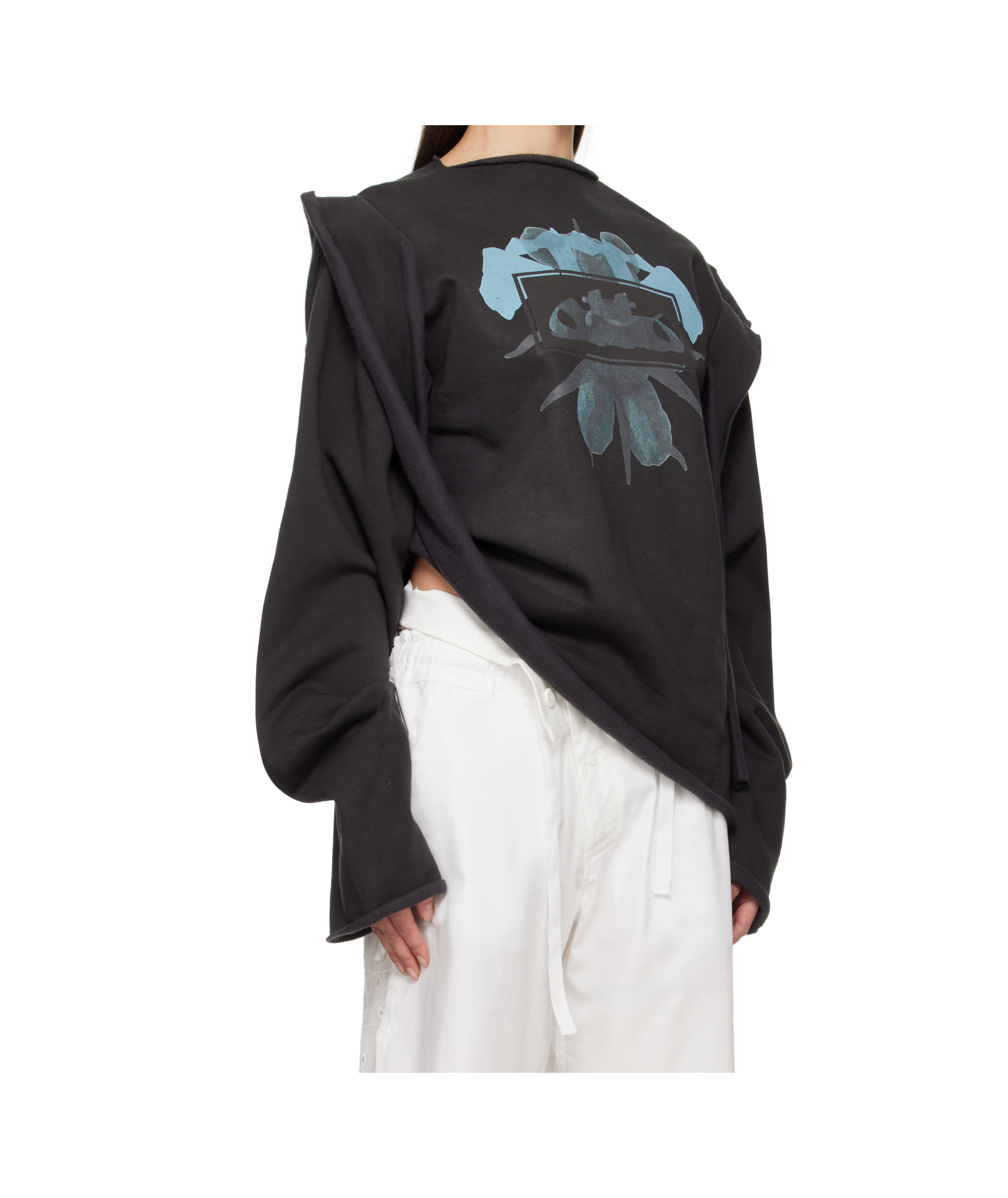 Ottolinger Black Drape Crewneck Sweatshirt In Black