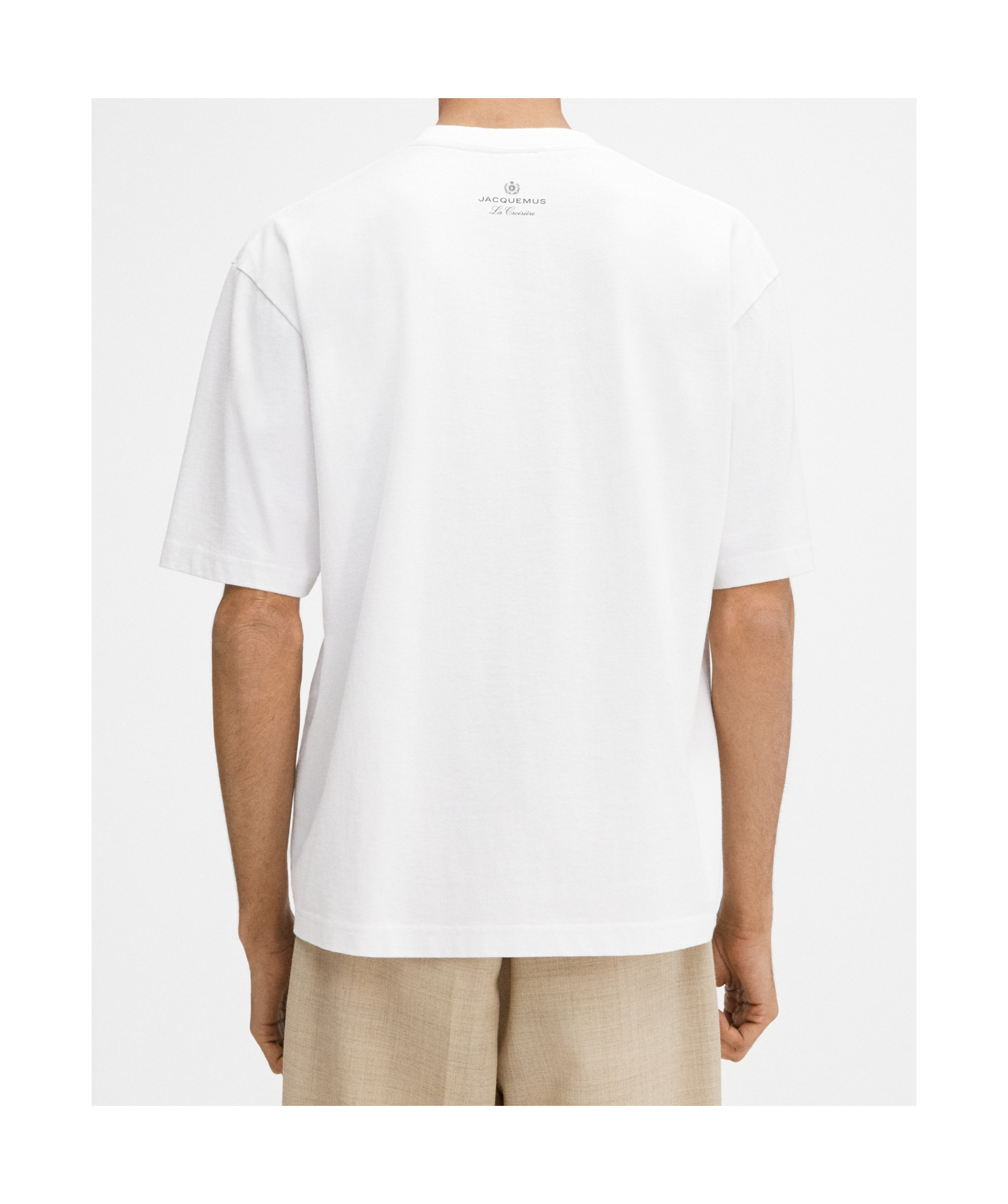 Jacquemus 'le T-shirt Marino' White Crewneck T-shirt With Maxi Print On The Front In White