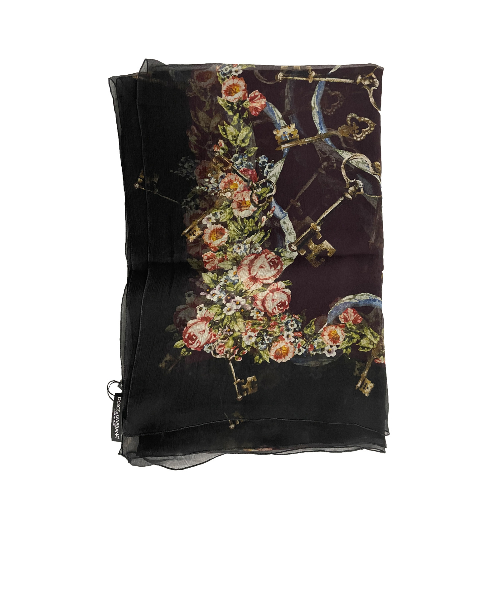 Dolce & Gabbana Printed Silk Scarf In Black