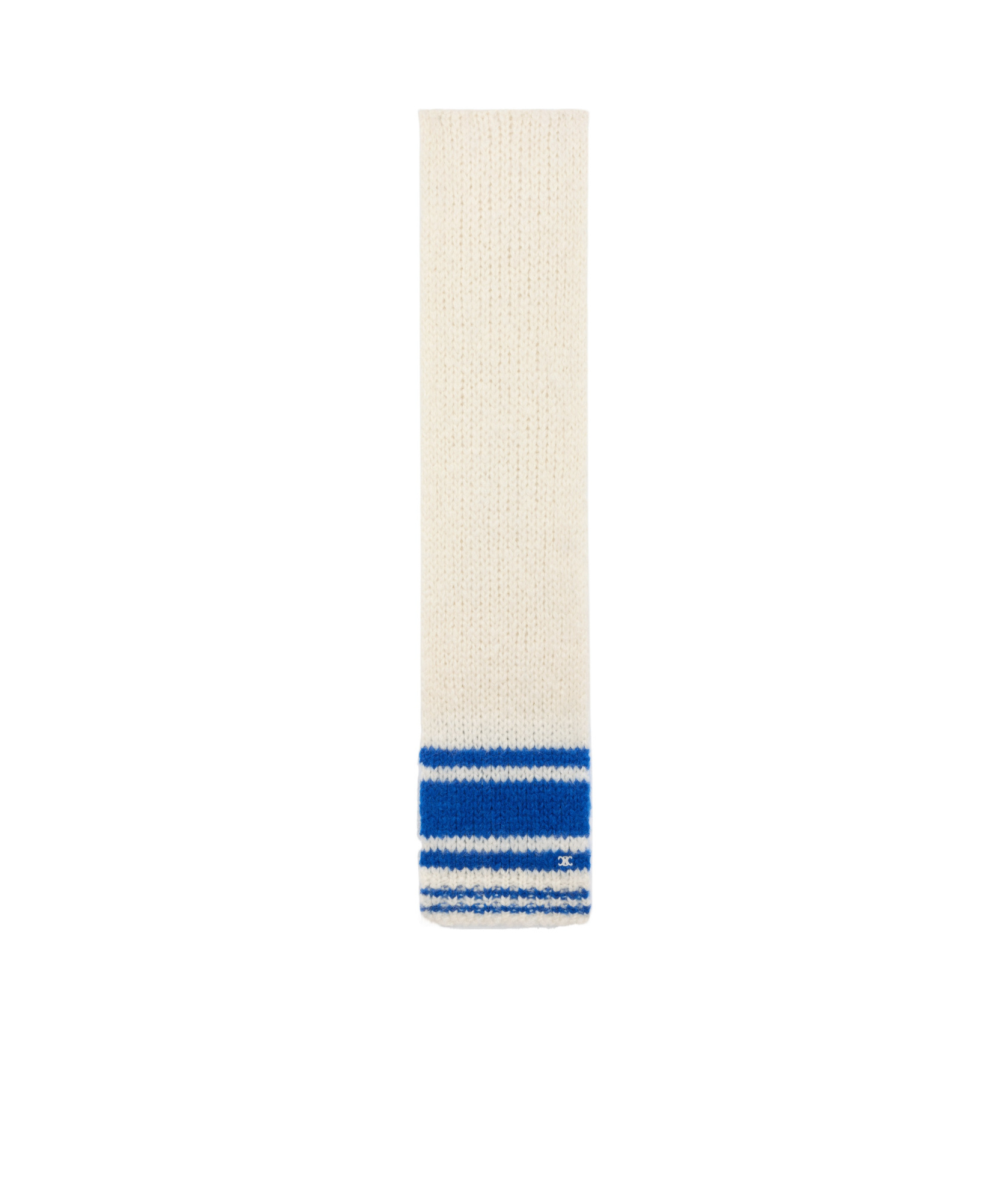 Celine Wool Striped Scarf In Off-white/lightning Blue