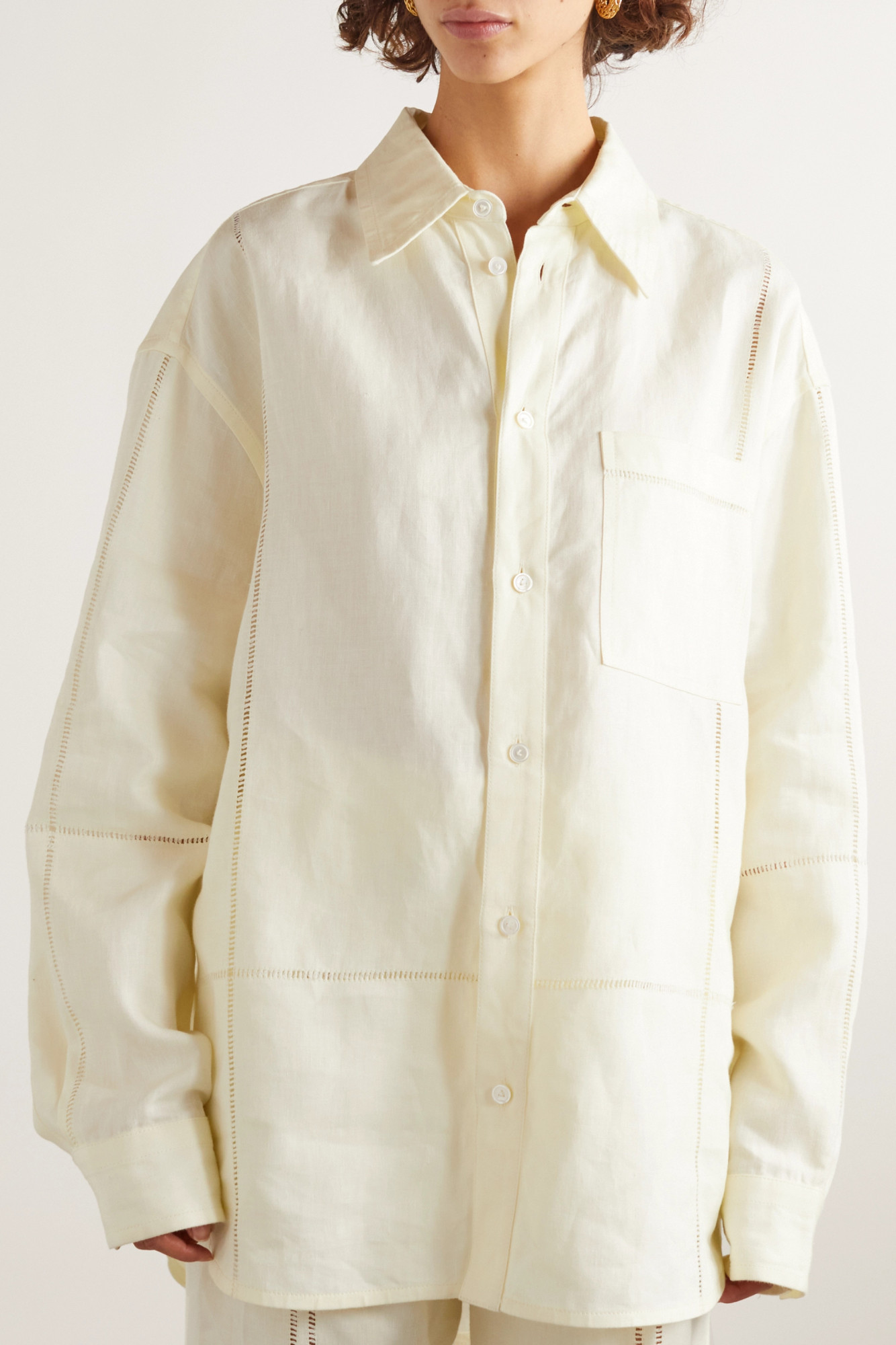 Bottega Veneta Embroidered Linen Shirt In White
