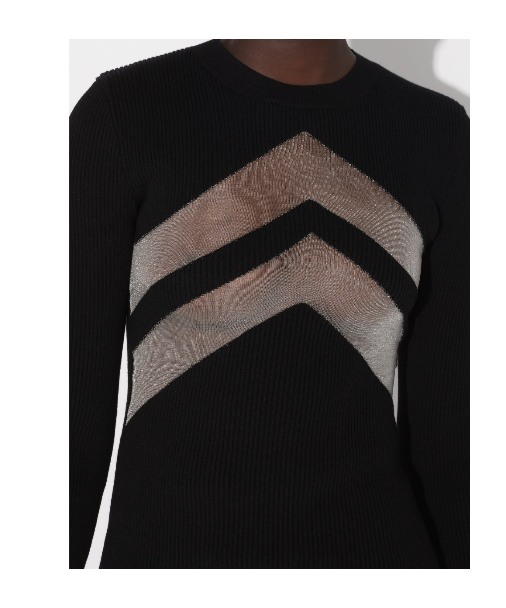 Jean Paul Gaultier Top With Transparent Chevron Black In Black
