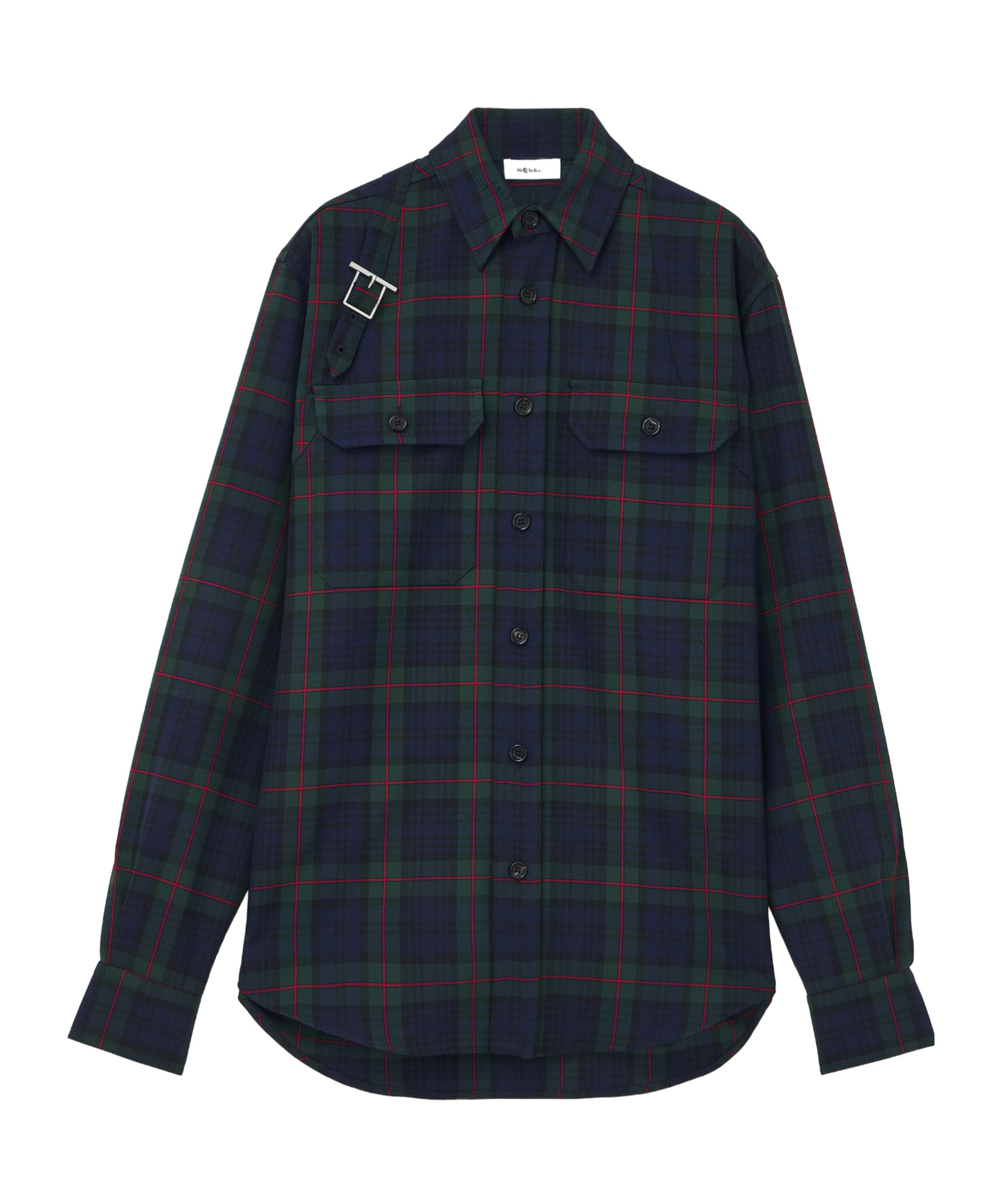 Alexander Mcqueen Men's Tartan T-bar Harness Overshirt In Black/navy/green In Blue