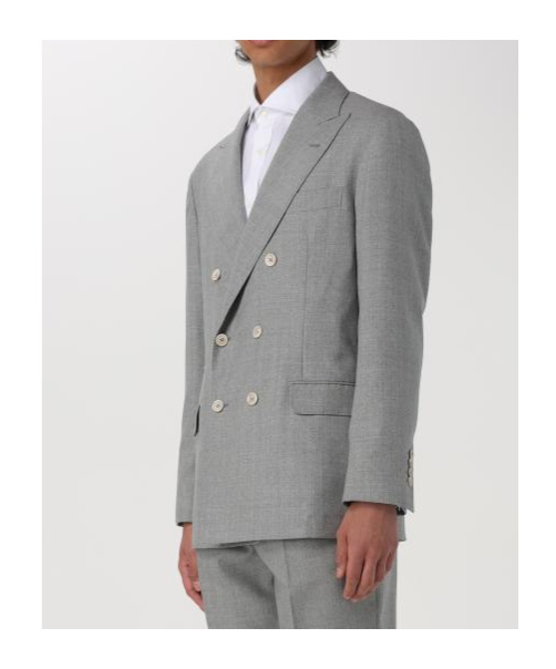 Brunello Cucinelli Long Sleeved Suit Jacket In Gray