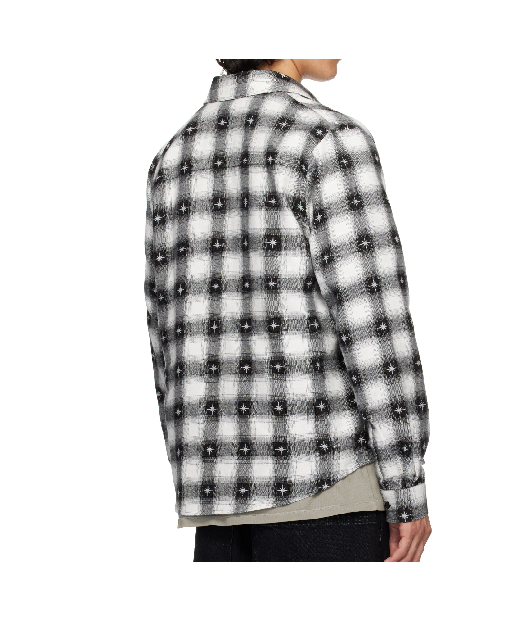 Amiri Starburst Plaid Cotton Flannel Button-up Shirt In Gray