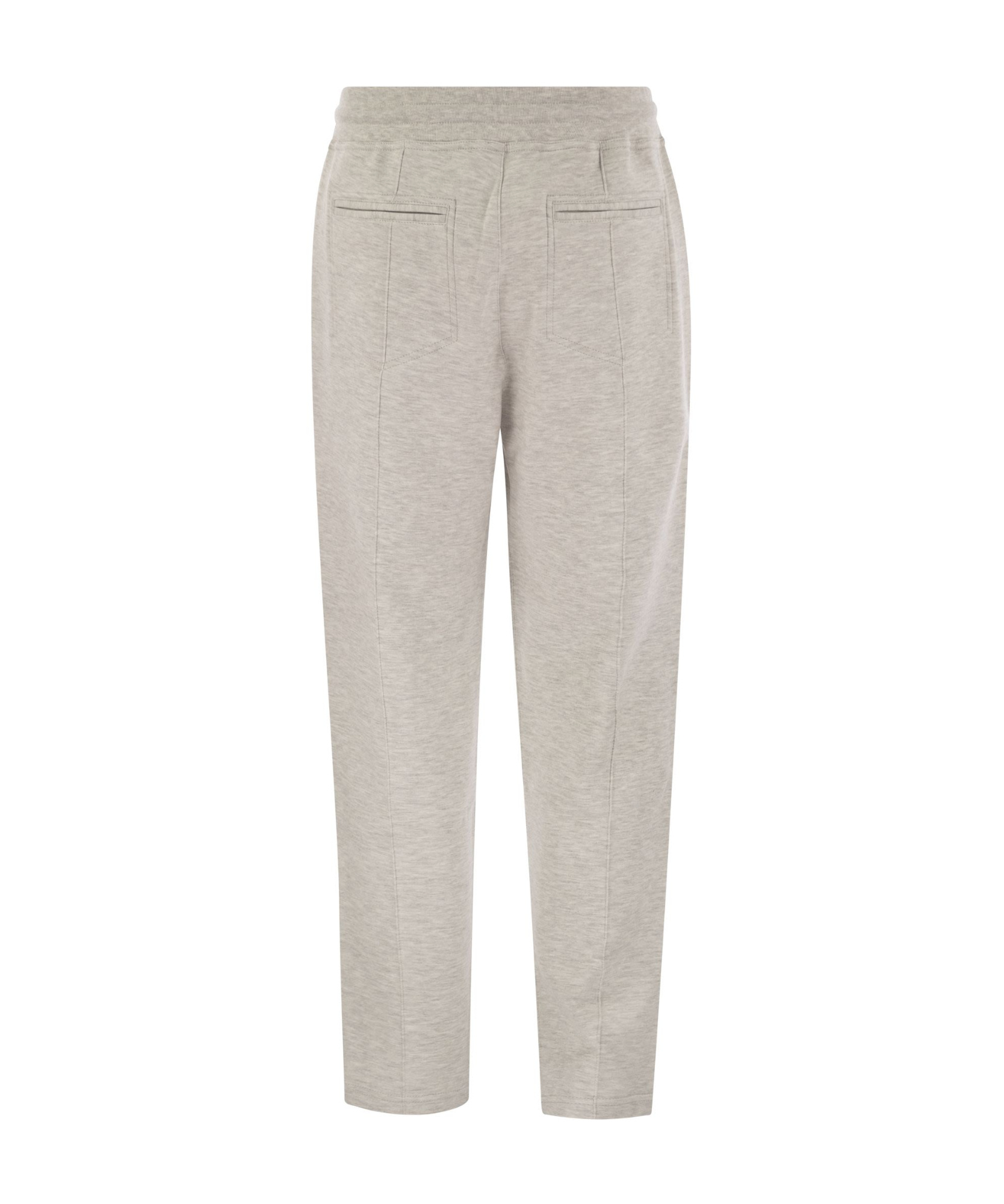 Brunello Cucinelli Pearl Grey Cotton Fleece Trousers In Nude