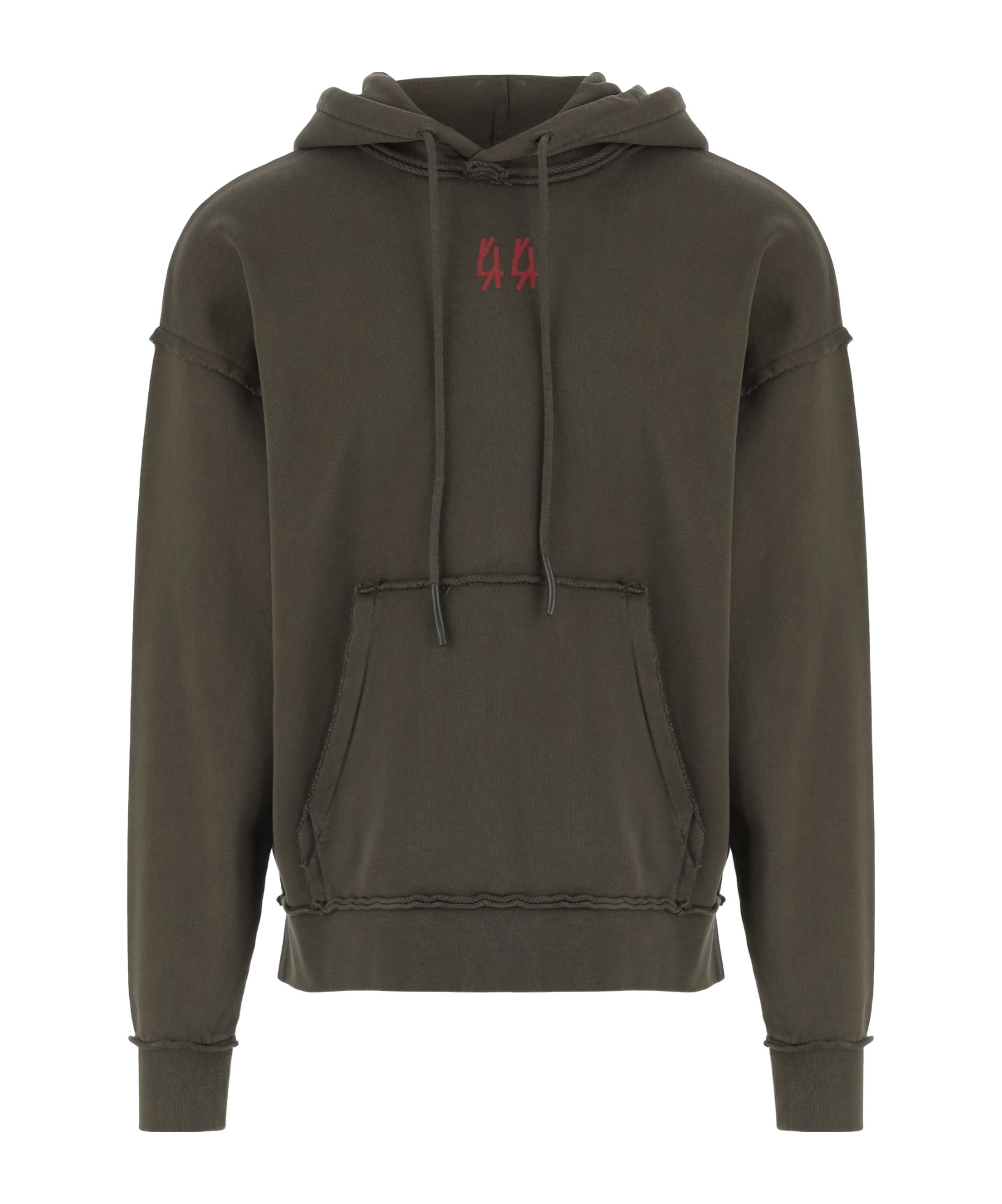 44 Label Group Logo-print Frayed-edge Hoodie In Green