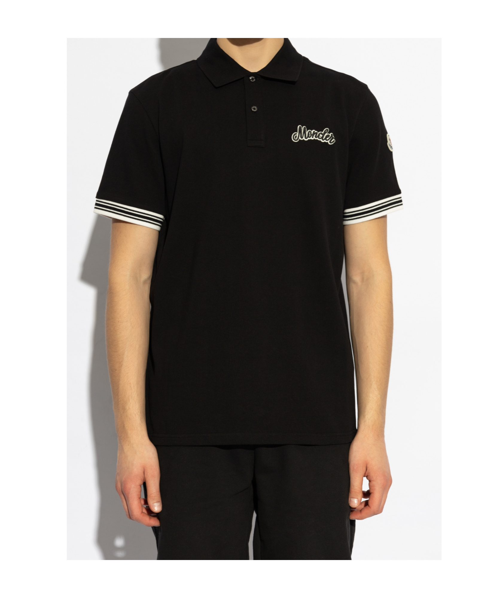 Moncler Black Archivio Ss Polo In Black