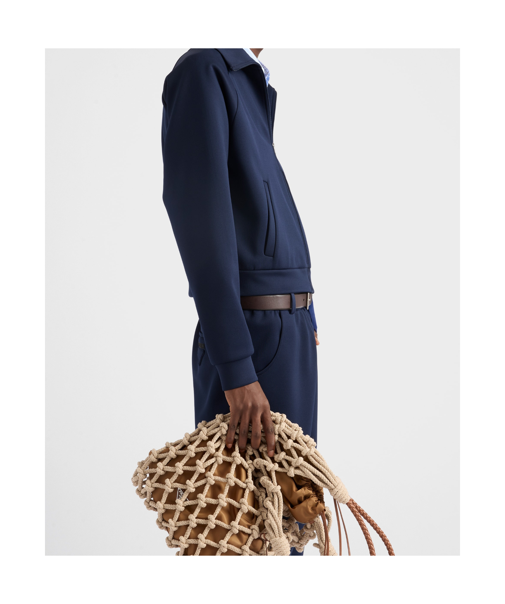 Prada Technical Fabric Cardigan In Blue