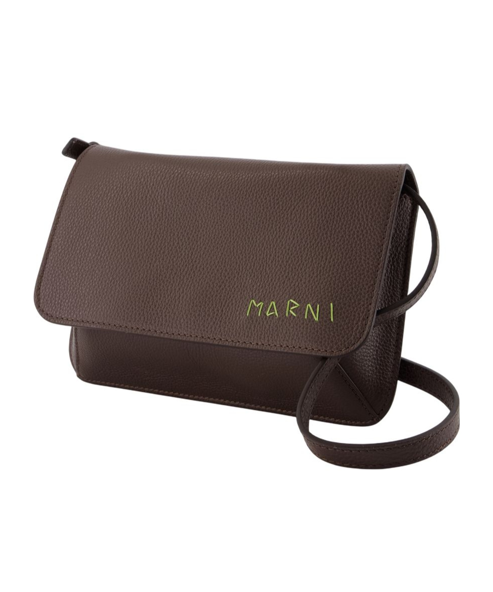Marni Flap Trunk Shoulder Bag In Black