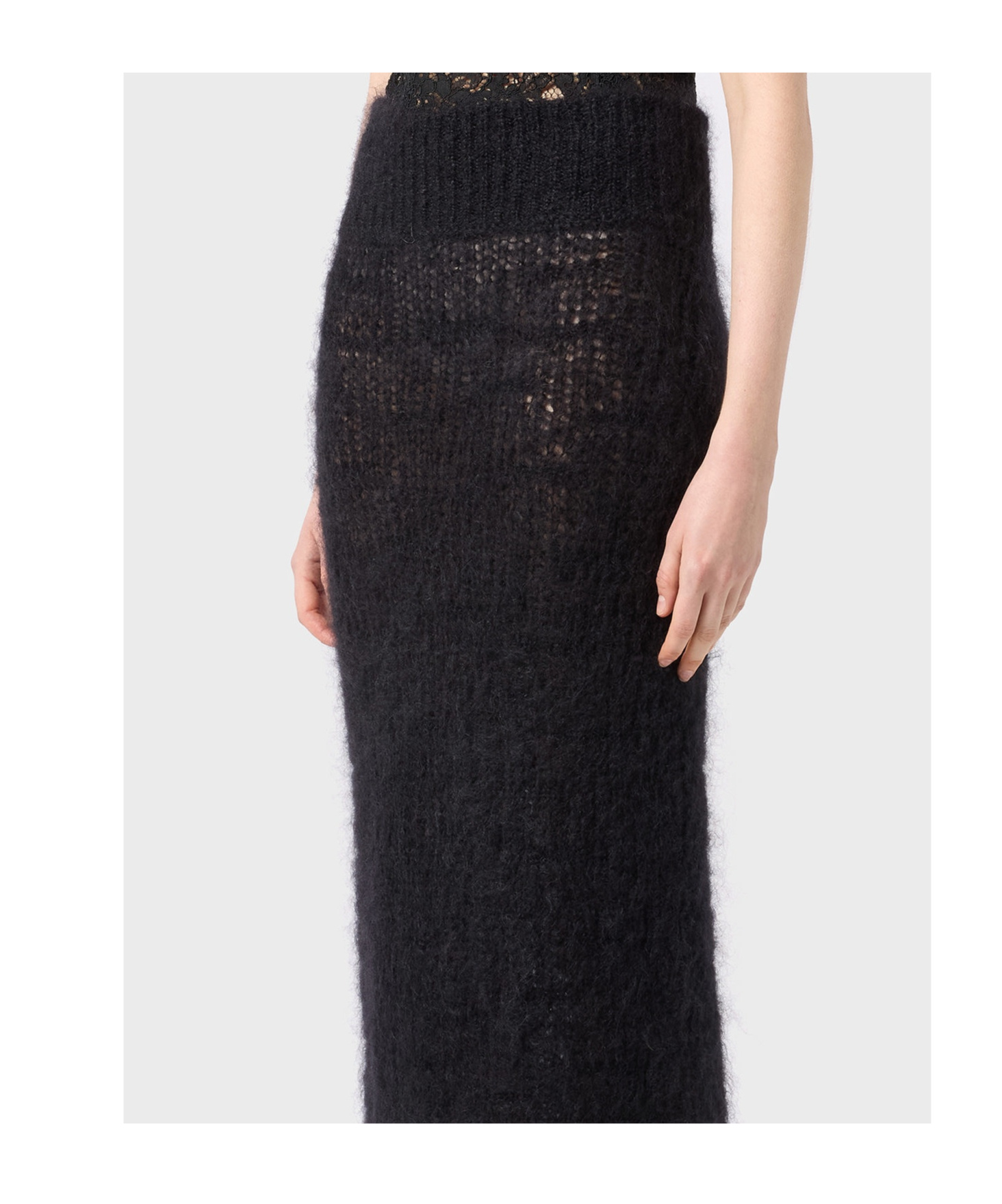 Blumarine Chunky-knit Midi Skirt In Black