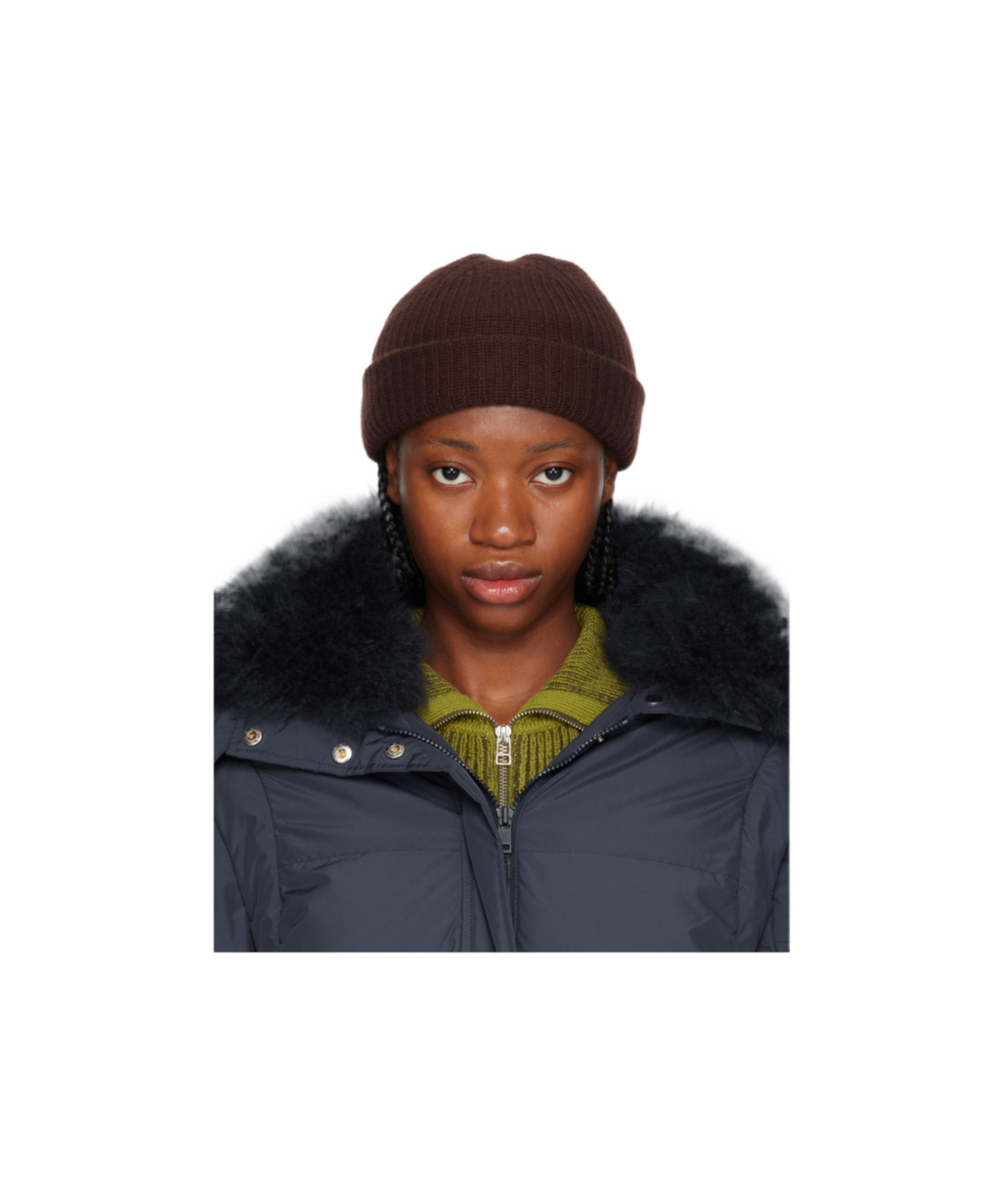 Yves Salomon Crimped Knitted Woolen Cap In Black
