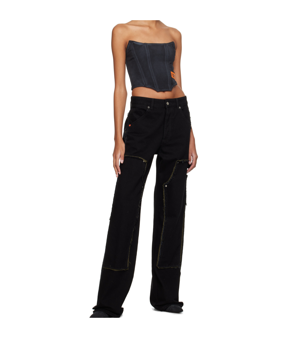 Heron Preston Logo-patch Strapless Corset Top In Black