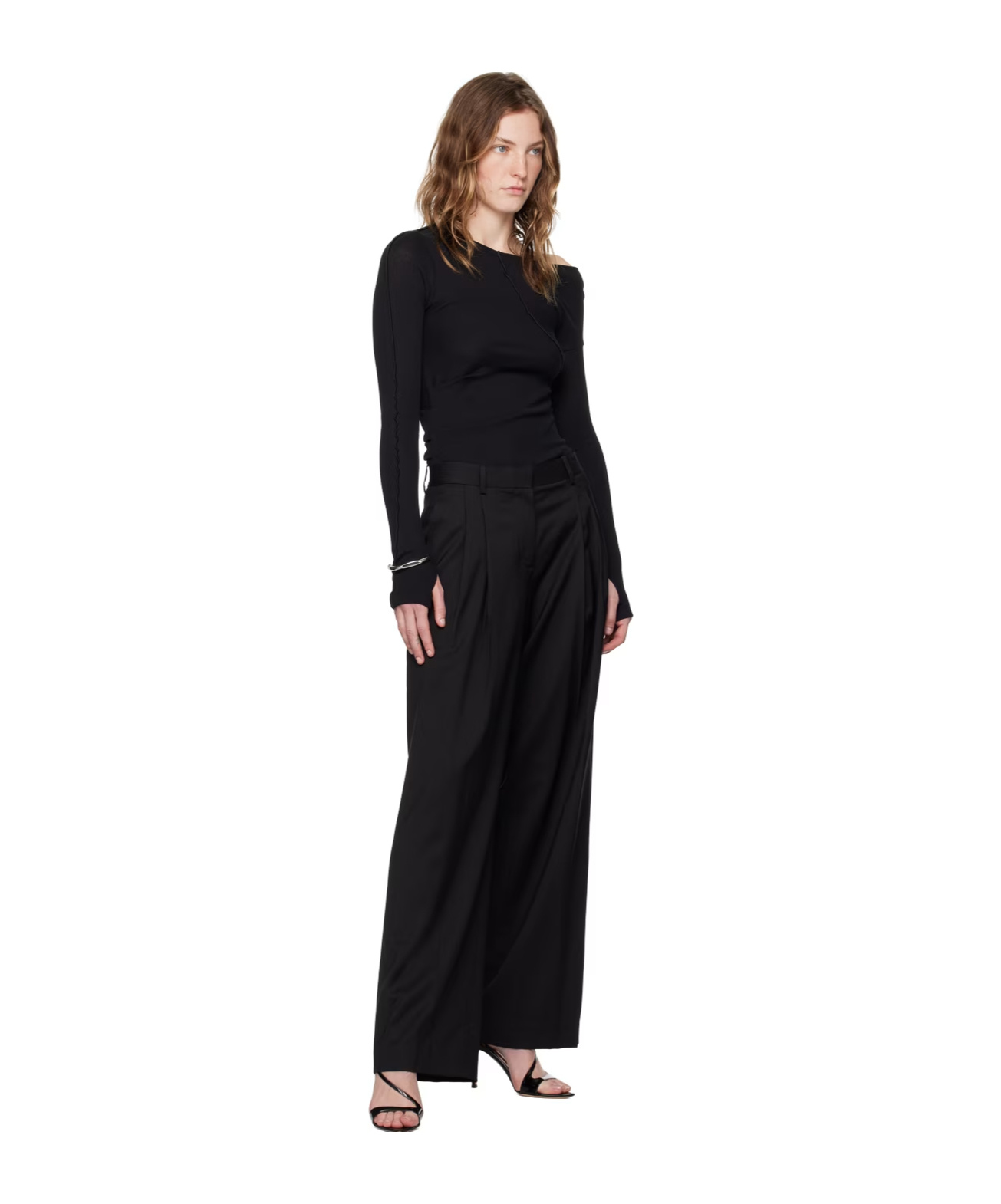 Helmut Lang Double-pleated Belt-loop Casual Pants In Black