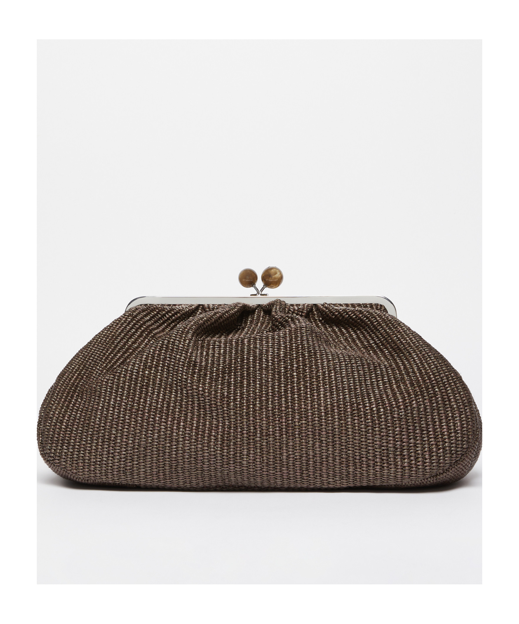 Weekend Max Mara Large Raffia-effect Pasticcino Bag In Dark Brown