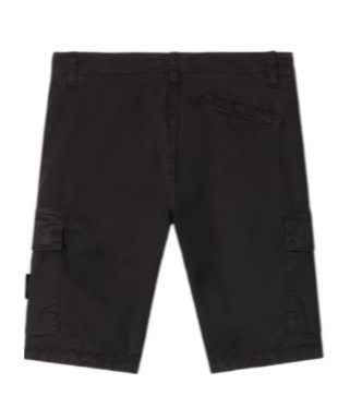 Stone Island Regular Fit Cargo Bermuda Shorts With Zip Pockets In Black