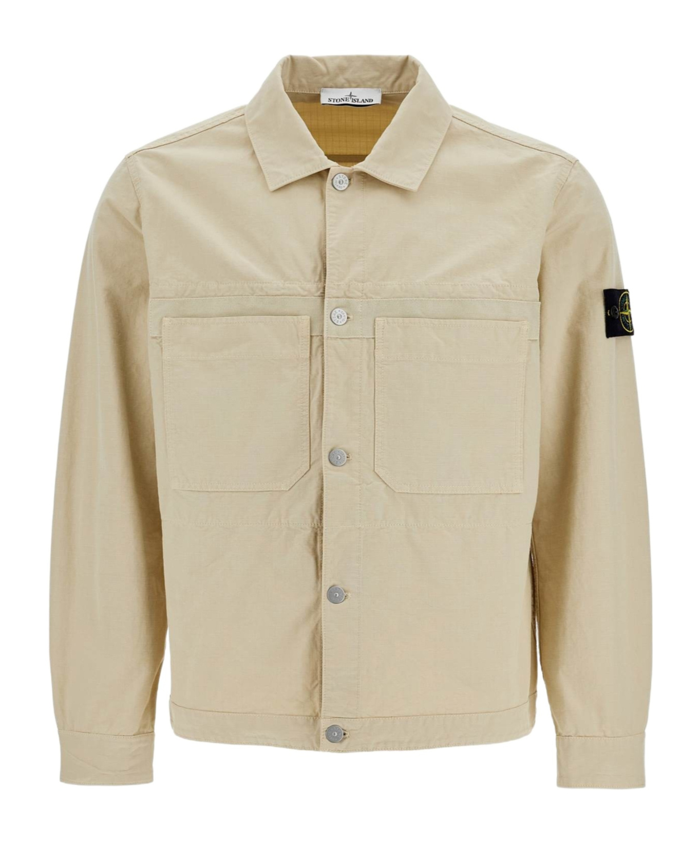 Stone Island Long-sleeved Casual Jacket In Neutral