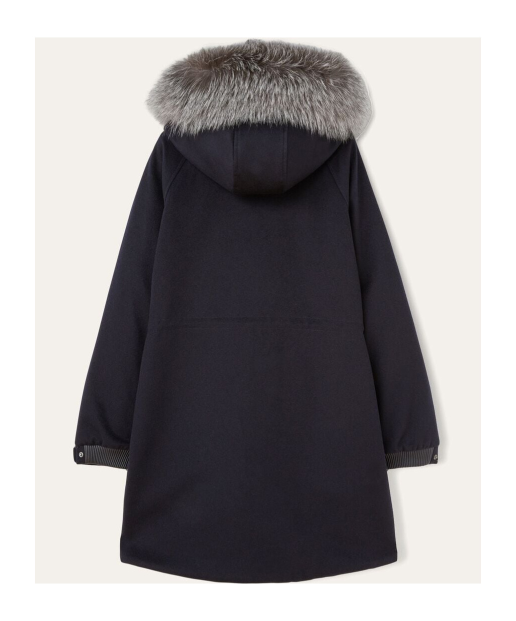 Loro Piana Hooded Cotton Suit With Fur Collar In Black