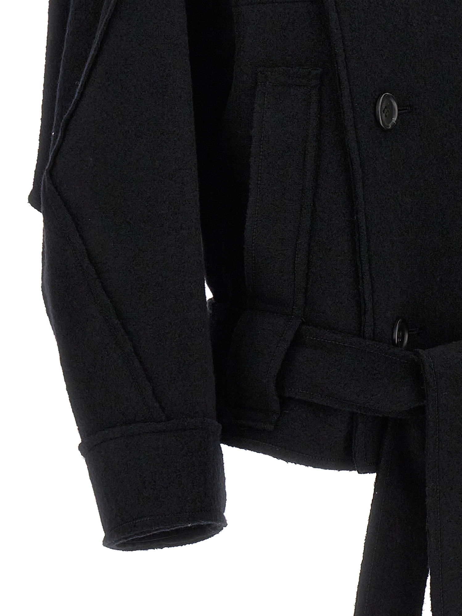 Shop Issey Miyake Out Of A Cube Cropped Coat In Black