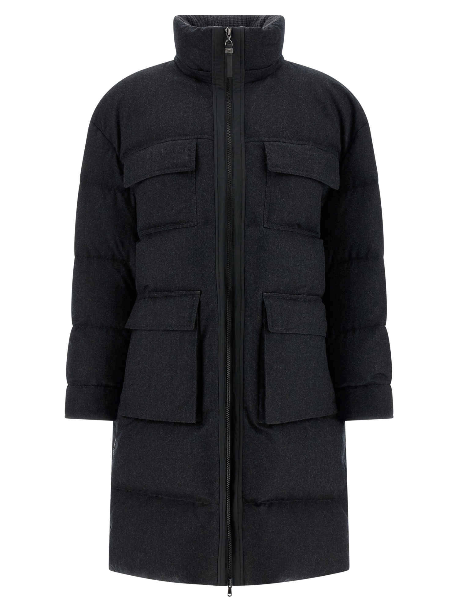 Brunello Cucinelli Long-sleeved Down Jacket In Black