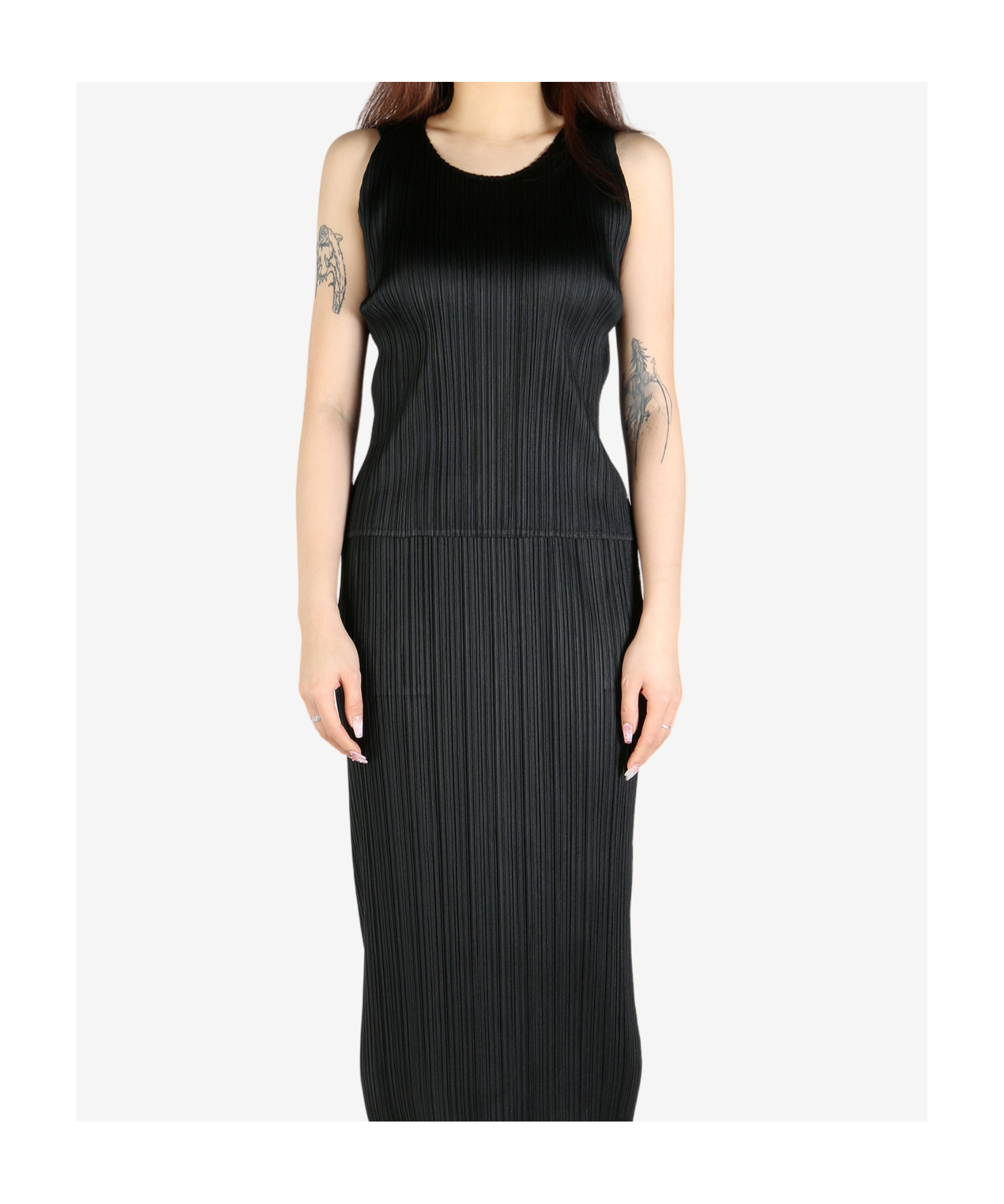 Issey Miyake Pleated Tank Top In Black