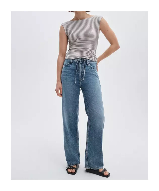 Rag & Bone Luca Stripe Rib Open Back Tee In White