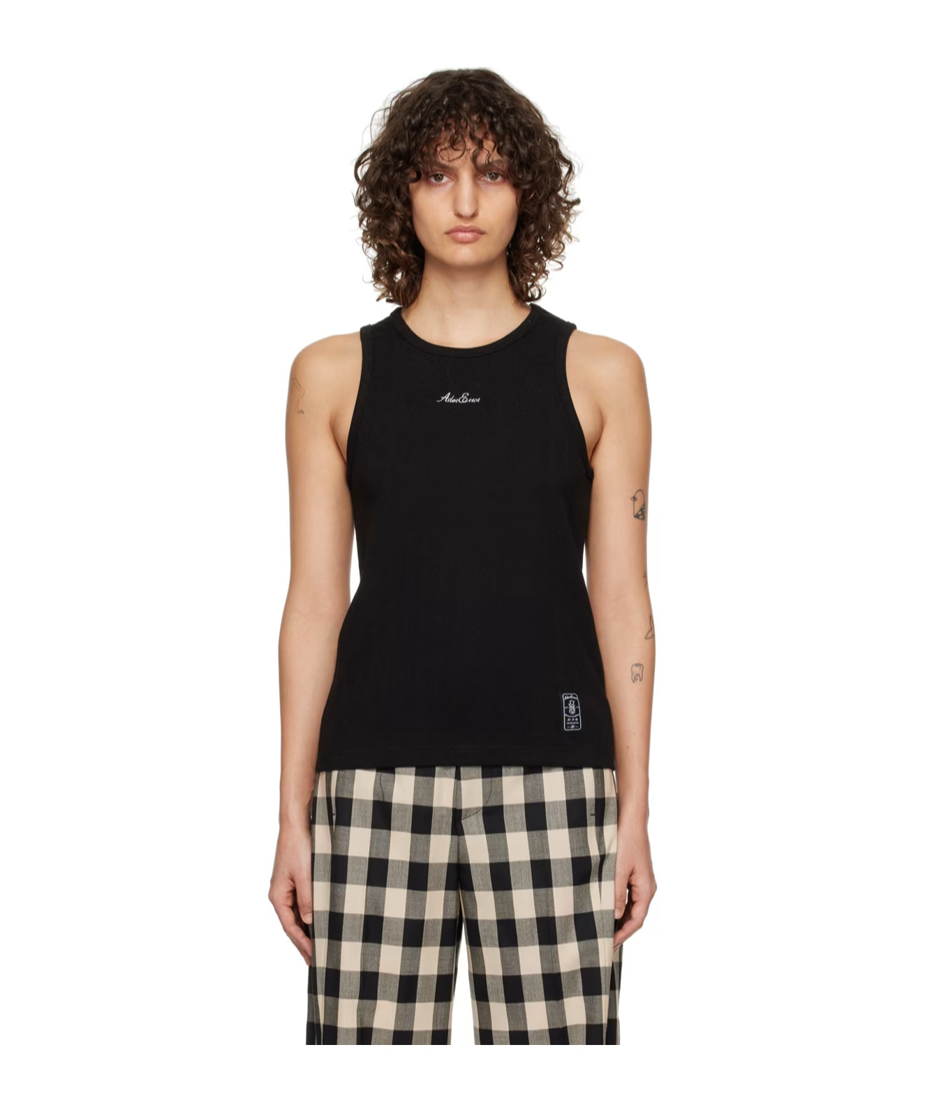 Ader Error Round-collar Embroidered Vest In Black