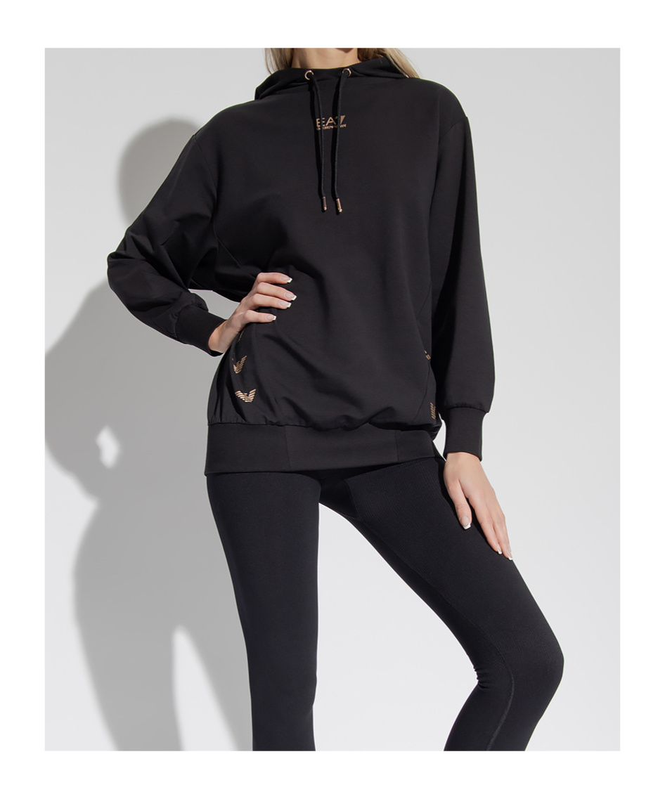 EA7 LOGO-PRINT LONG-SLEEVE HOODIE