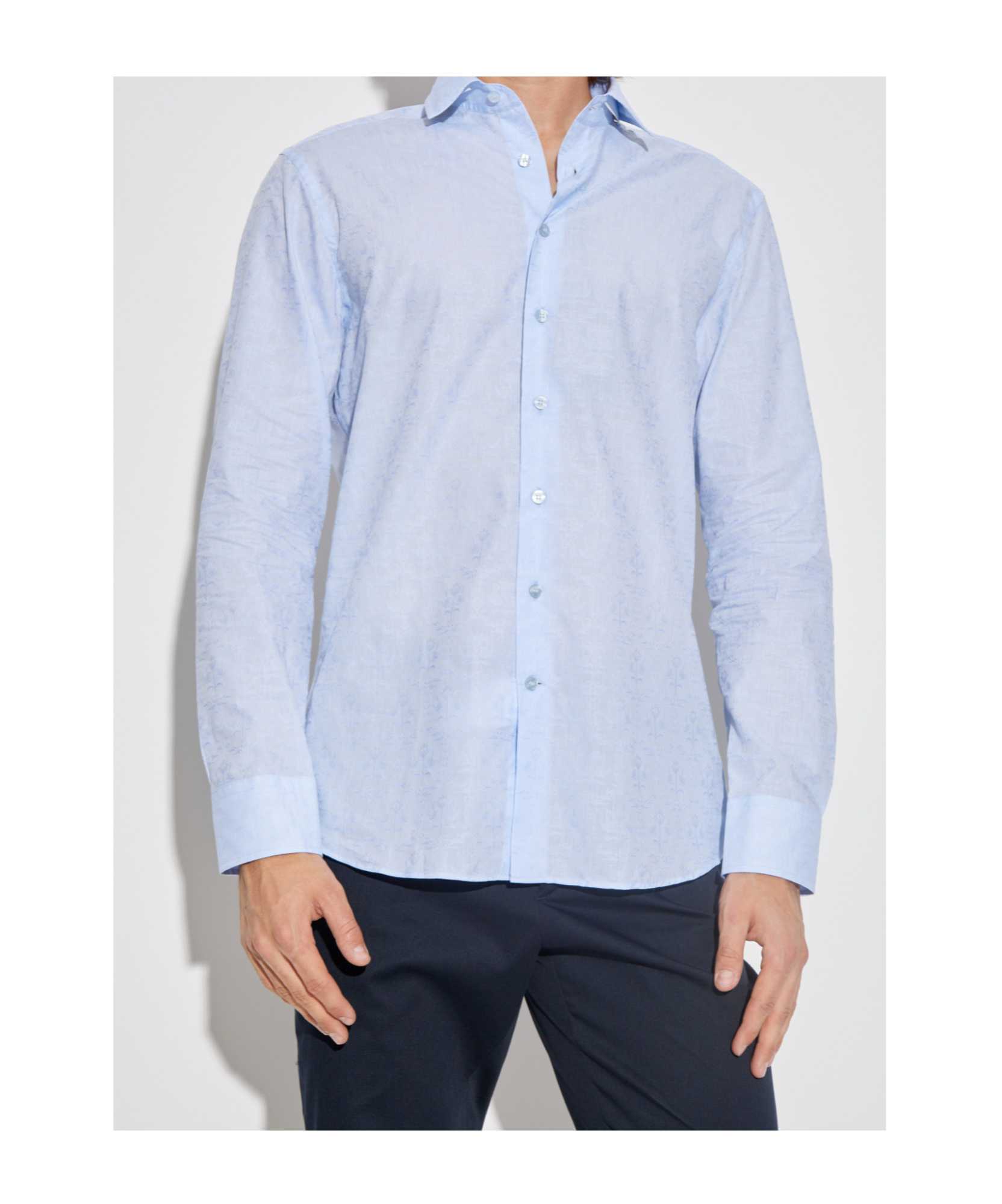 Etro Floral Jacquard Button-up Shirt In Blue