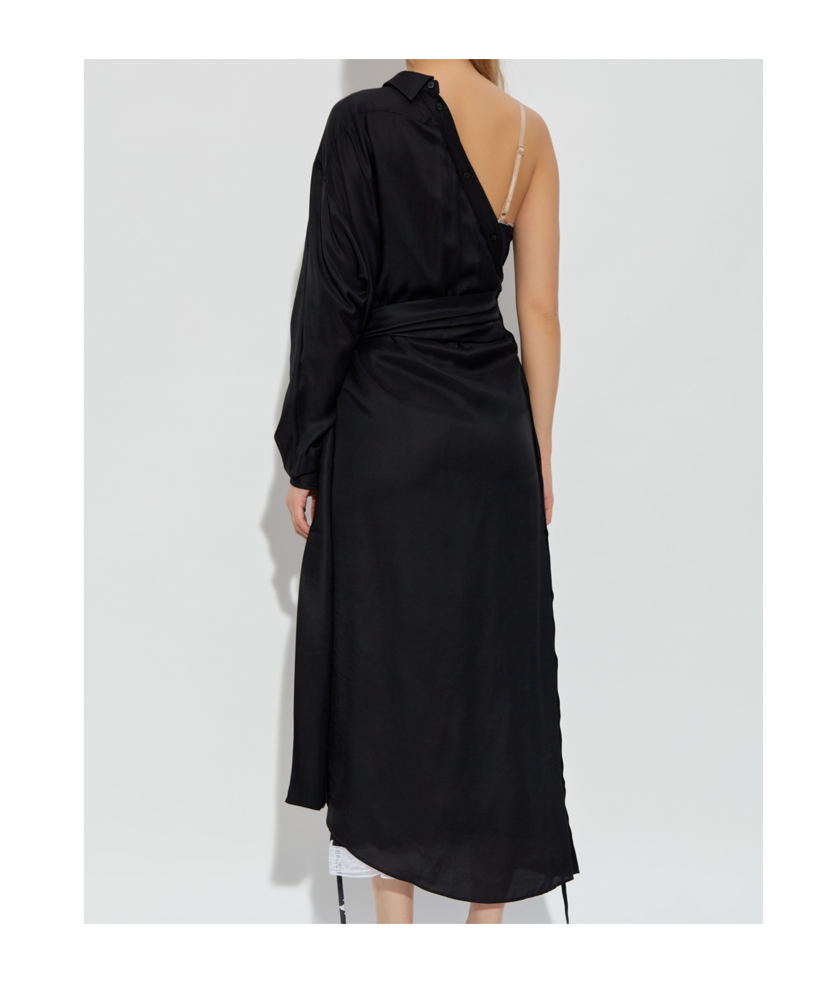 Moschino One-shoulder Asymmetric Maxi Dress In Black