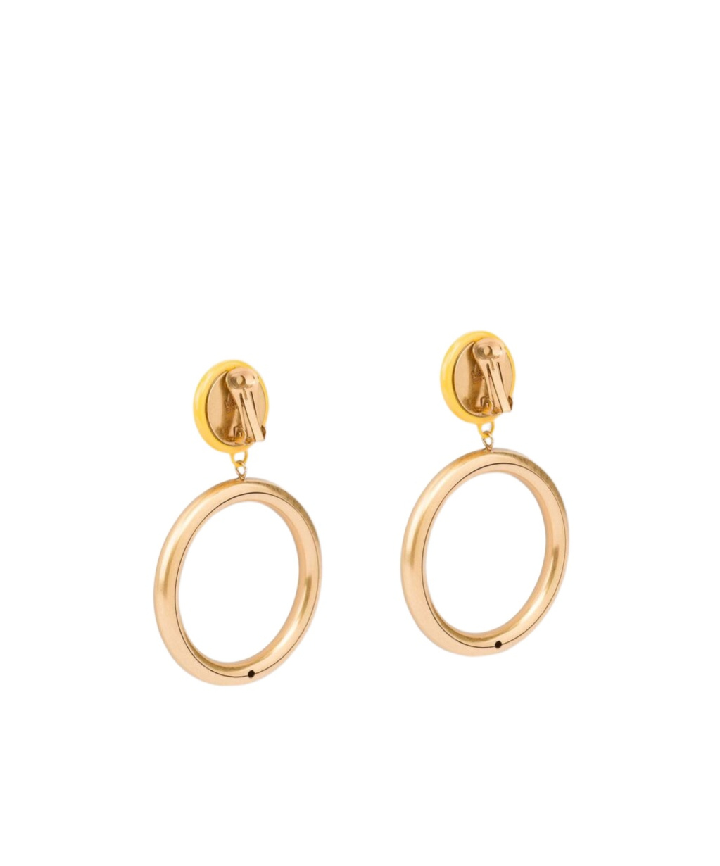 Moschino Round Smile-motif Earrings In Yellow
