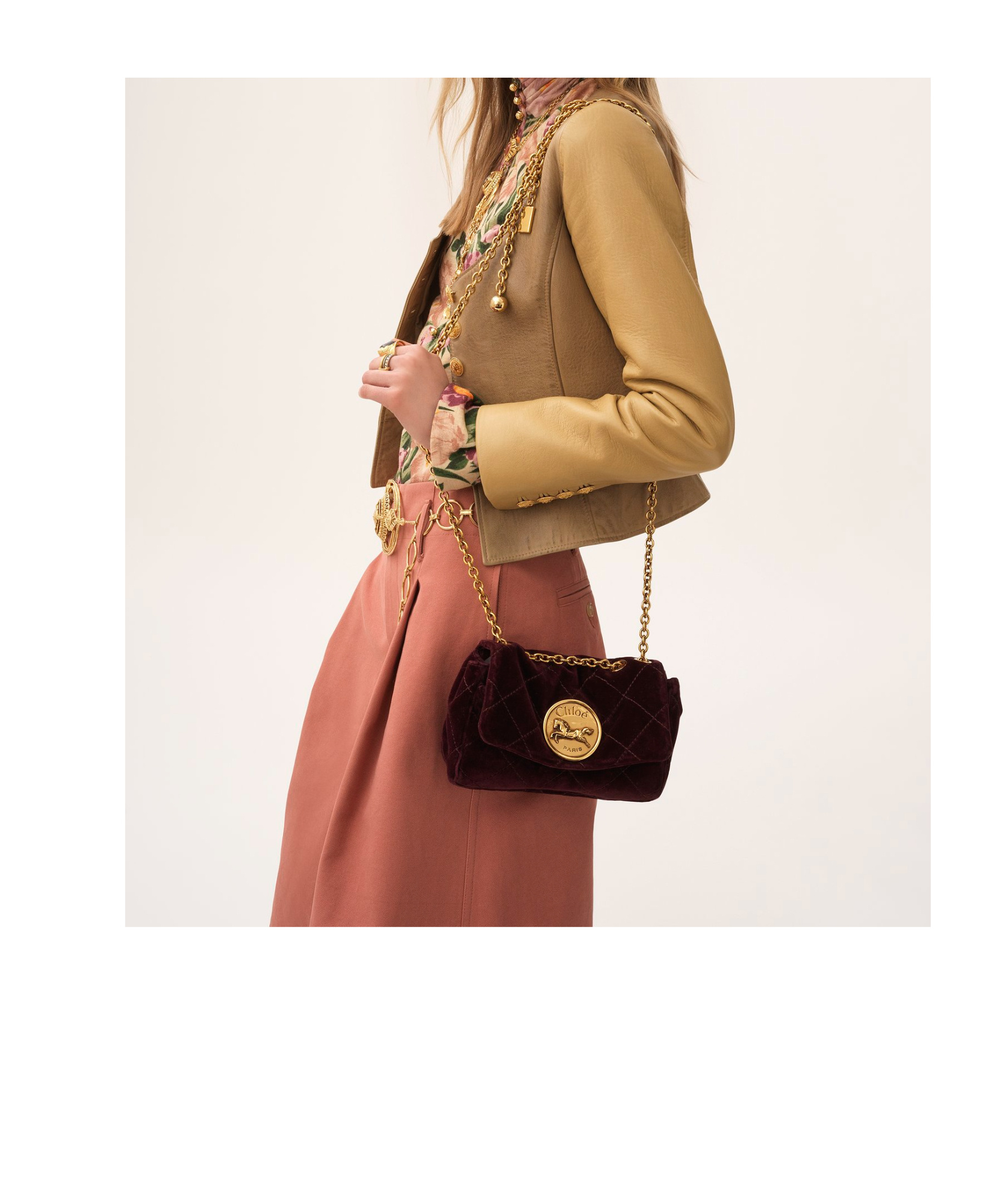 Chloé Small Heritage Velvet Shoulder Bag