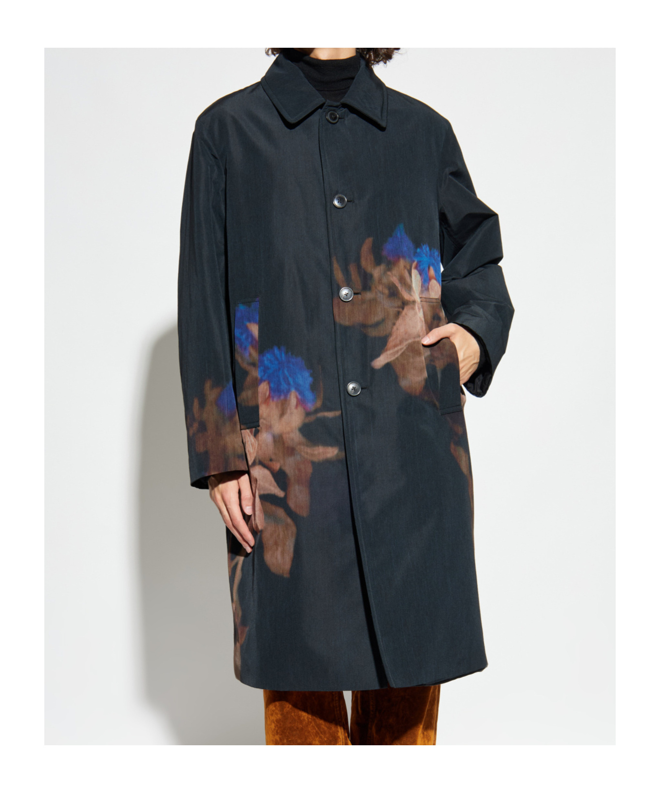 Dries Van Noten Rankle Printed Tailored Coat In Black