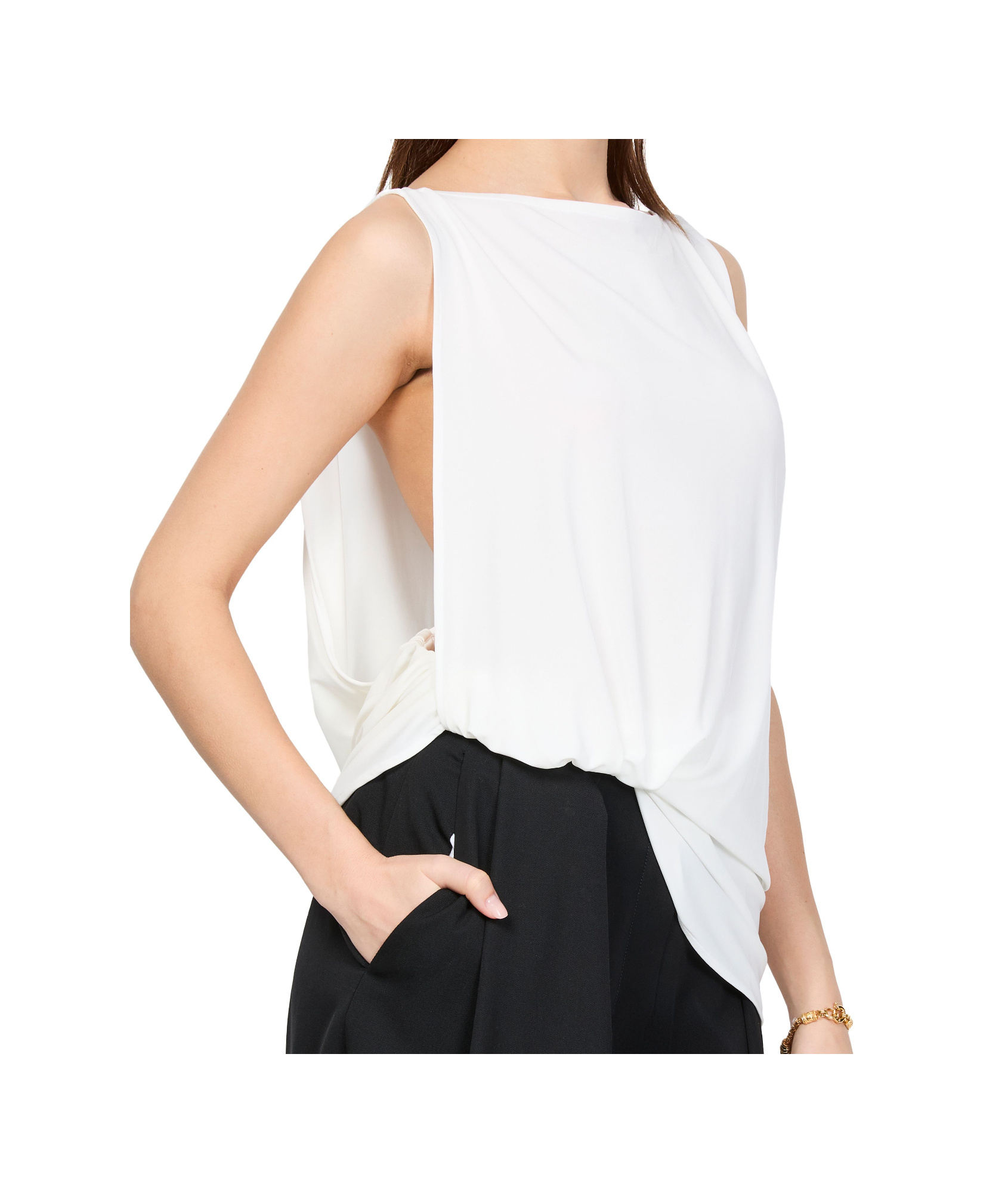 Jacquemus Le Haut Peplo White Top With Square Neck And Cut-out On The Side In Viscose Blend Woman In White