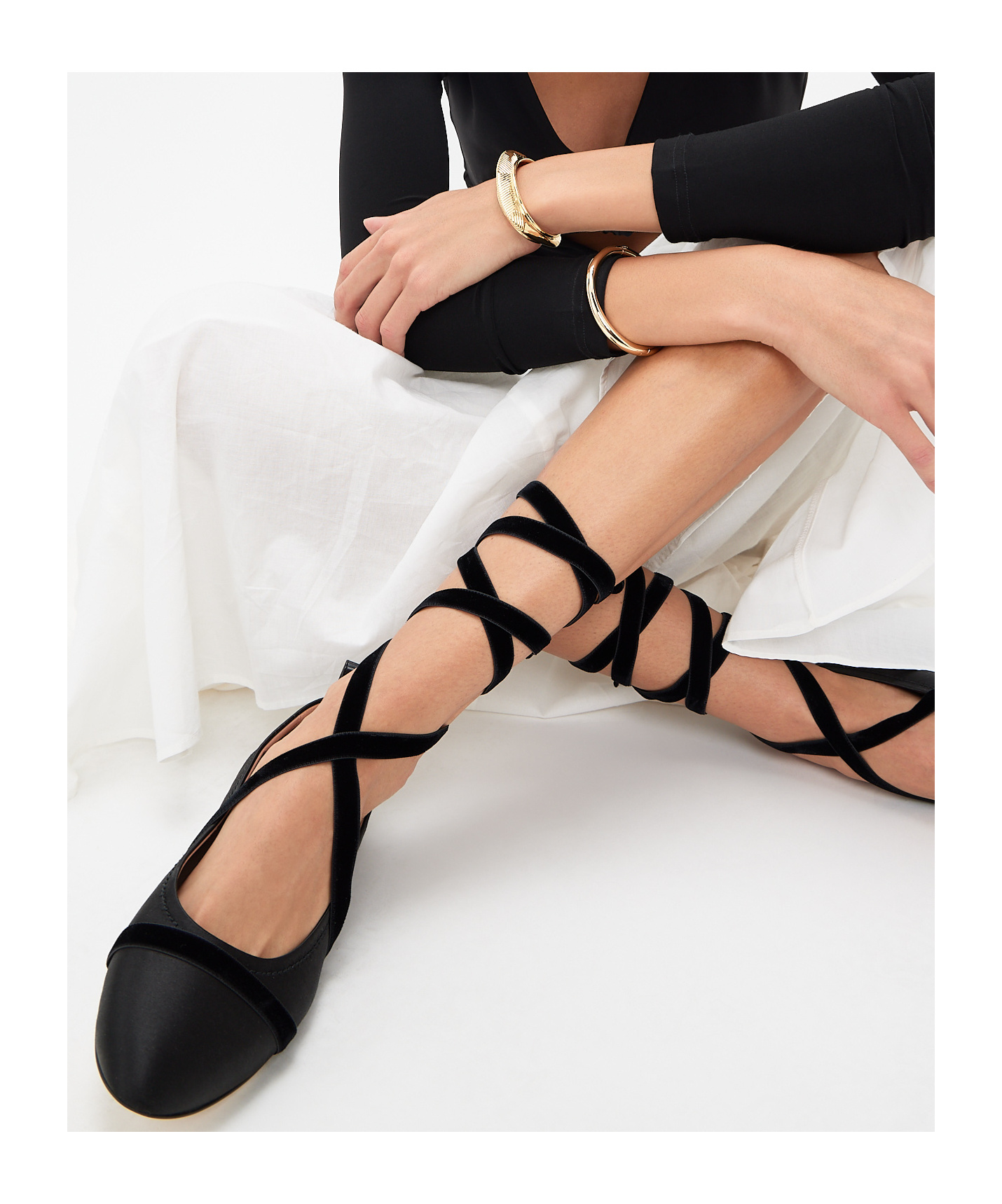 Shop Malone Souliers Round Head Ballet Shoes In Black