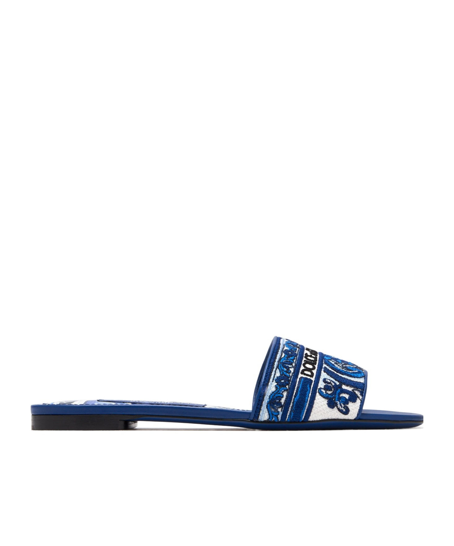 Dolce & Gabbana Embroidered Slides In Blue