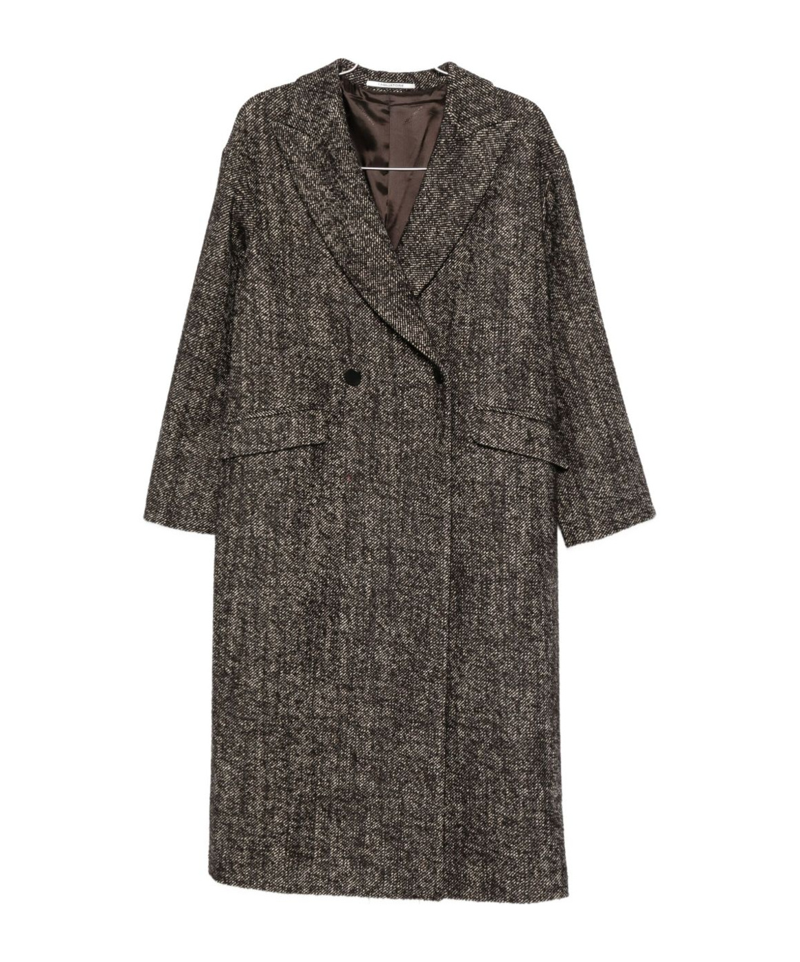 Tagliatore Double-breasted Brown Wool Blend Coat In Brown