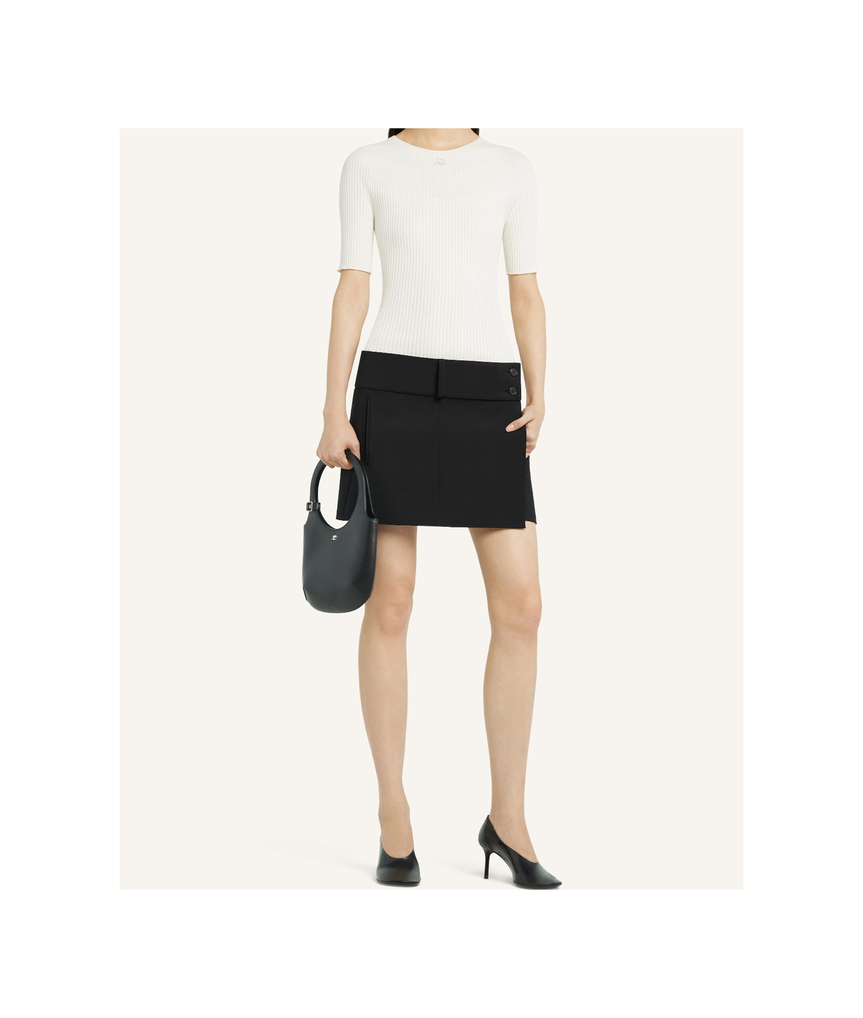 Courrèges Ribbed-knit Top In White